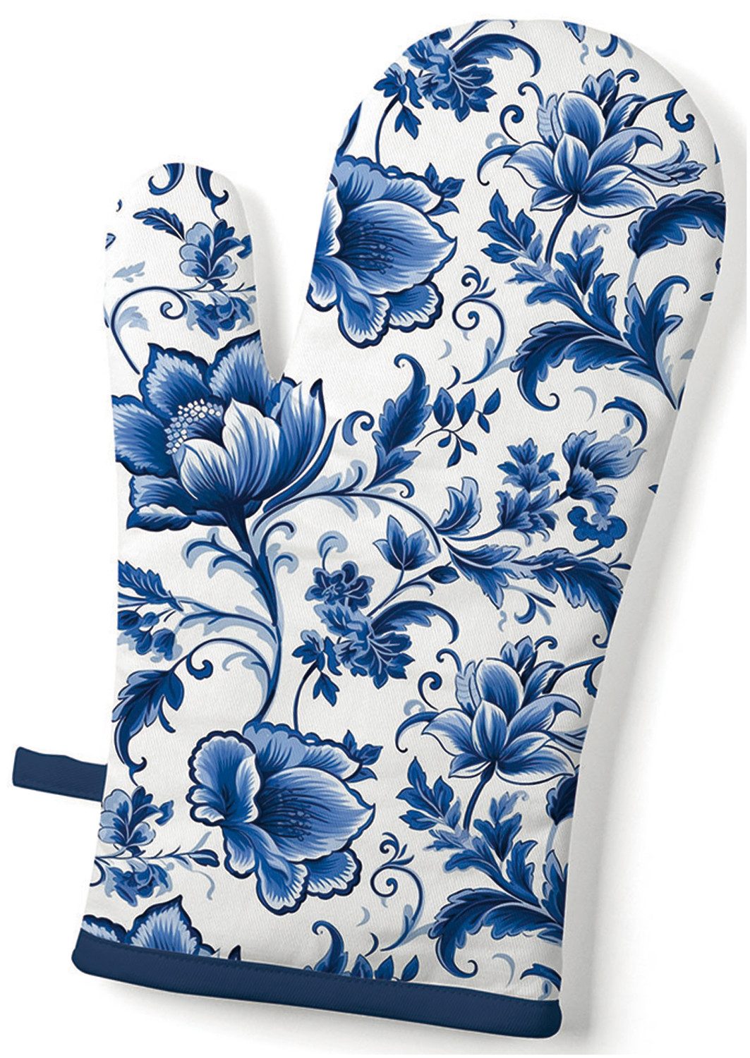 Ambiente® Topfhandschuhe Delft Blue florals, (1-tlg., 1-teilig), Ofenhandschuh wattiert Größe: ca.18x30cm