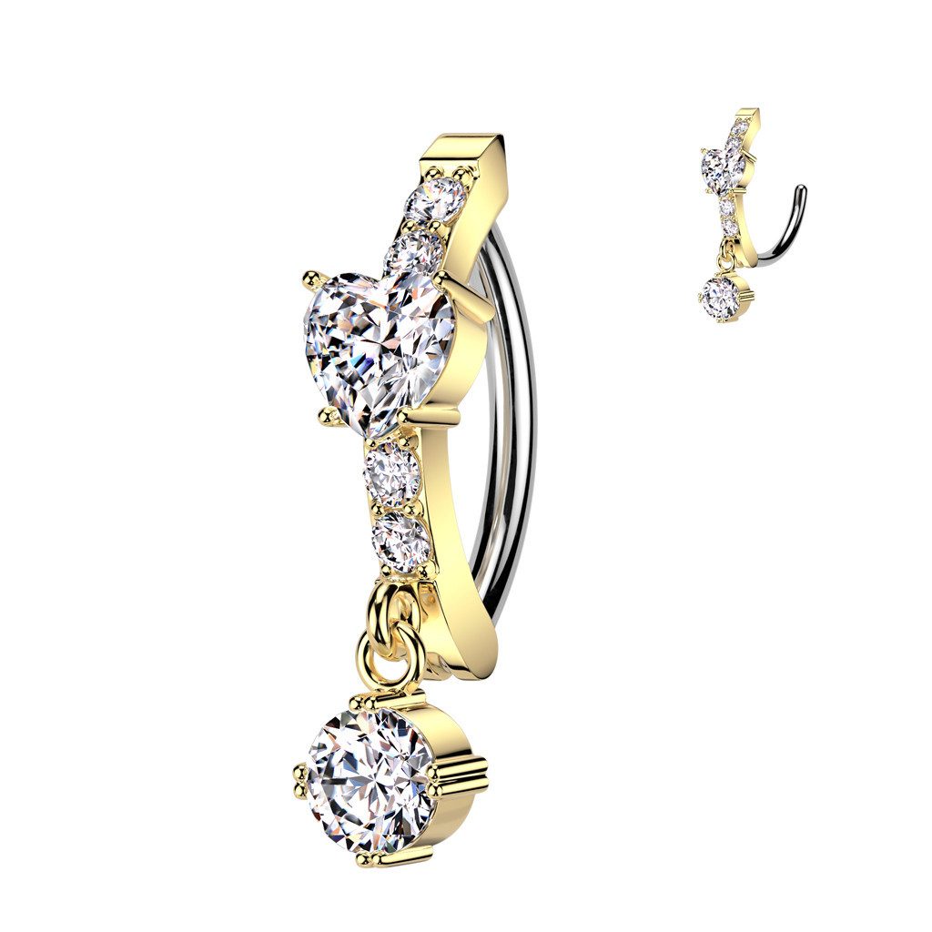 Bauchnabelpiercing Clicker Bauchpiercing Kristall Herz Anhänger Implantatqualität