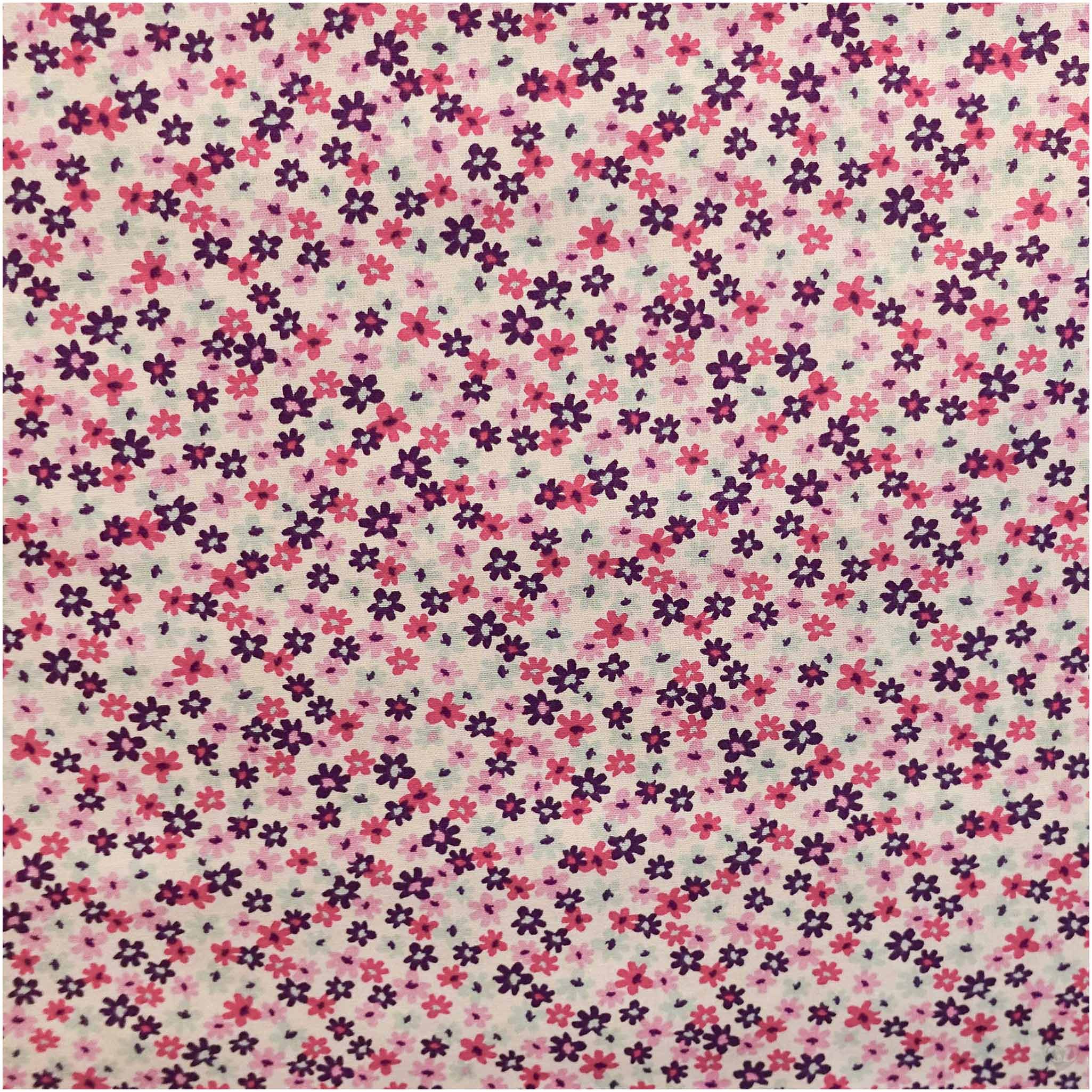 maDDma Stoff Baumwoll-Stoff bunte Blumenwiese ab 1x1,45m Popeline Sommerstoff, 017 - violette Blüten