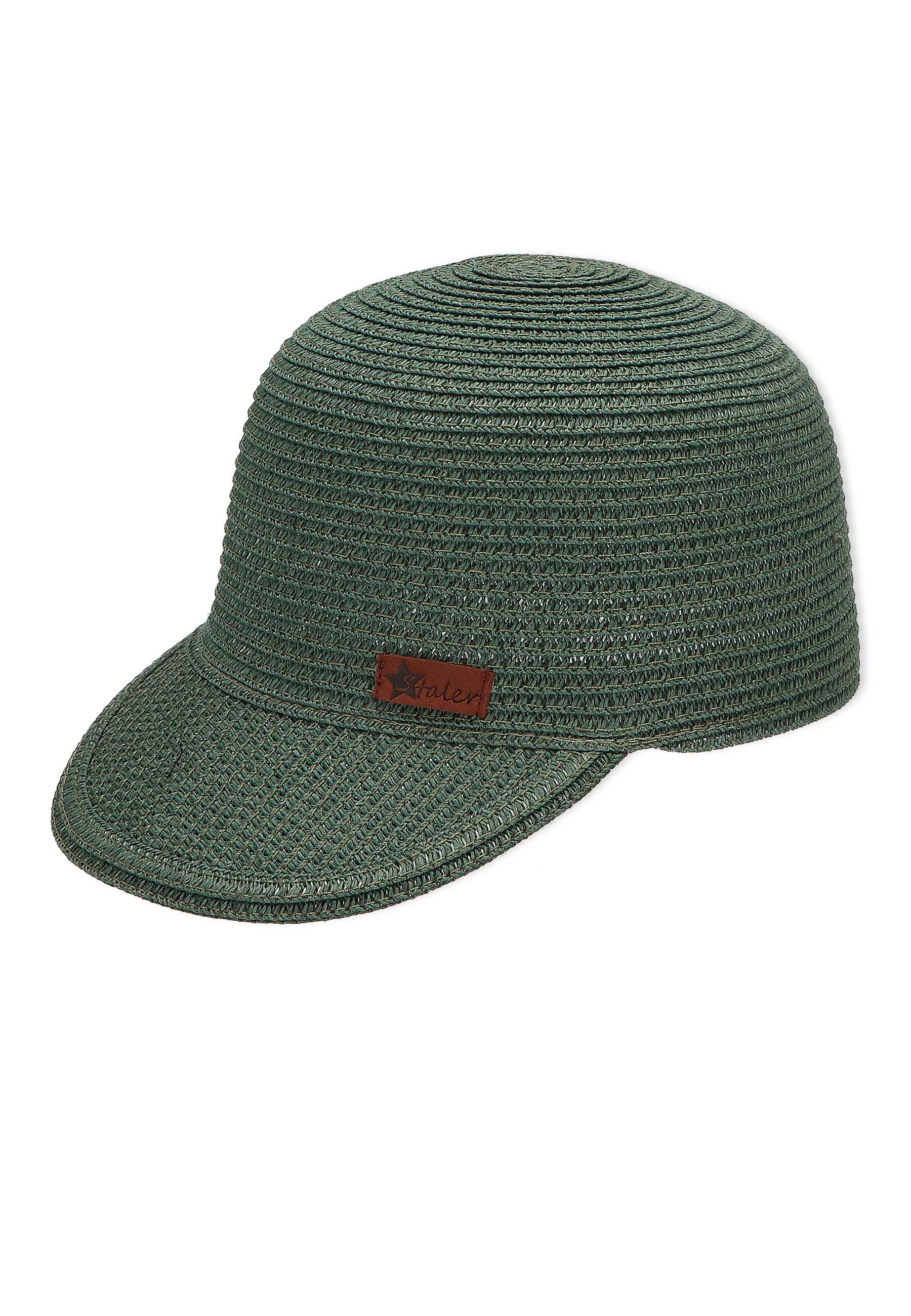 Sonnenschutz (1-St., Cap Stroh mit ohne UV-Schutz dunkelgrün Sterntaler® Größenregulierung Baseball Einfarbig) Kinder für Baseball-Cap Hut 50+ Stroh aus Grün Cap