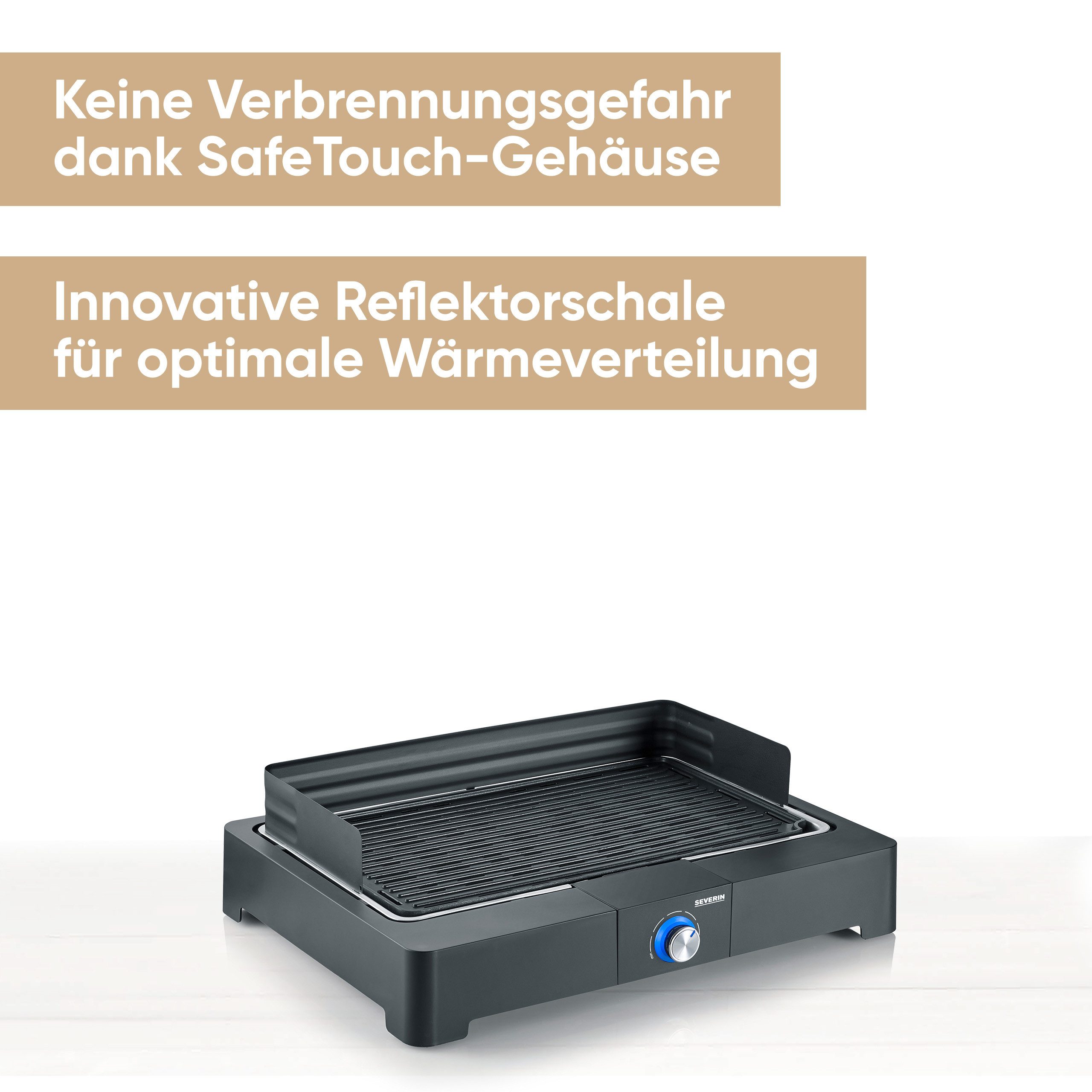 Severin Tischgrill PG 8567, 2200 W, Elektrogrill mit Platte