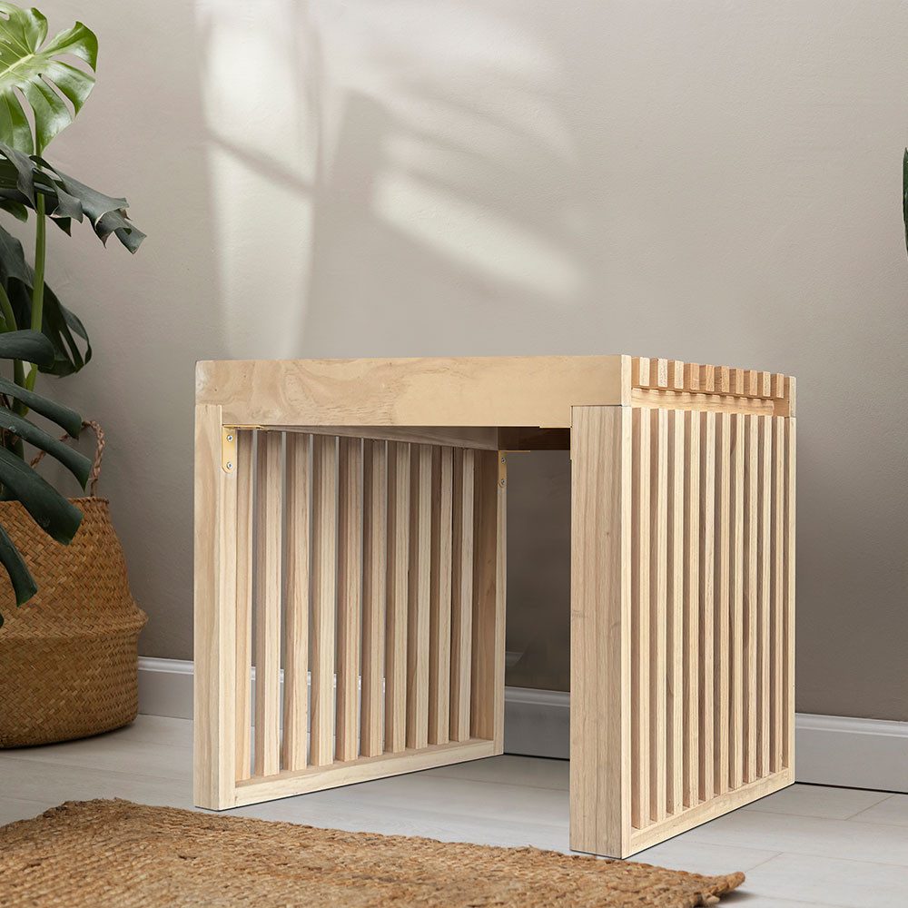 HOME DELUXE Sitzbank LORA - 50 x 40 x 42 cm, Kiefernholz, Lamellen, Flurbank, Bettbank, Garderobenbank