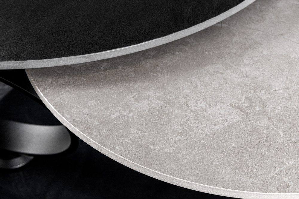 riess-ambiente Couchtisch DANCING RINGS grau/schwarz - rund, Keramik, drehbar, Metall (Einzelartikel, 1-St), mit 2 Ebenen & Drehmechanismus – ideal für Wohnzimm – Bild 5 von 5