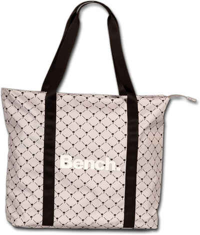 Bench. Schultertasche Bench sportliche Shopper Bag (Schultertasche, Schultertasche), Damen, Jugend Tasche strapazierfähiges Textilnylon hellgrau, Palmen