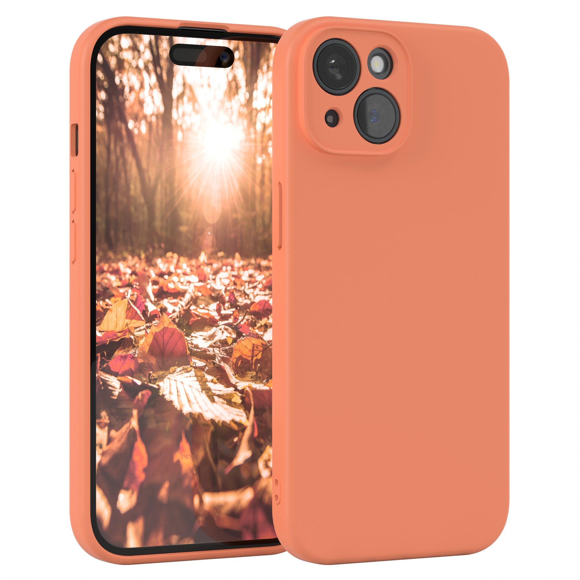EAZY CASE Handyhülle für Apple iPhone 15 Hülle Silikon 6,1 Zoll, Schutzhülle mit Kameraschutz Telefonhülle elastisch Bumper tpu Orange