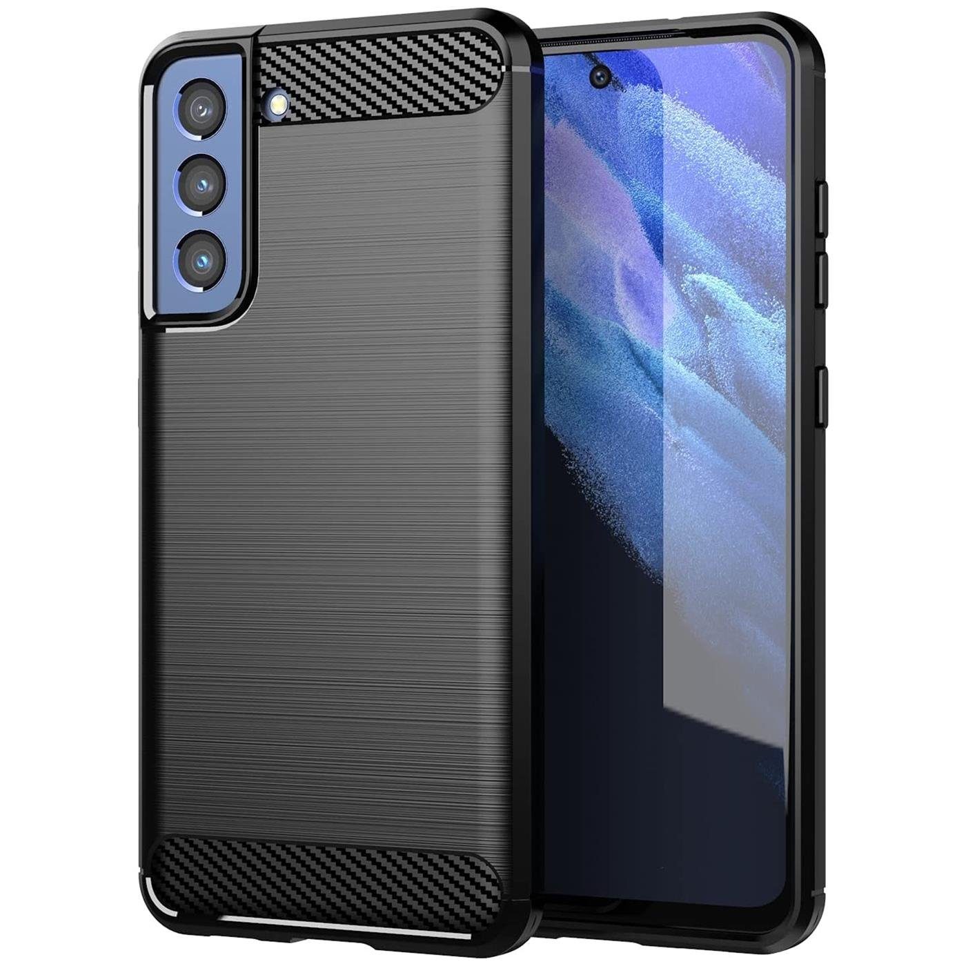 CoolGadget Handyhülle Carbon Handy Hülle für Samsung Galaxy S21 FE 6,4 Zoll, robuste Telefonhülle Case Schutzhülle für Samsung S21 FE Hülle