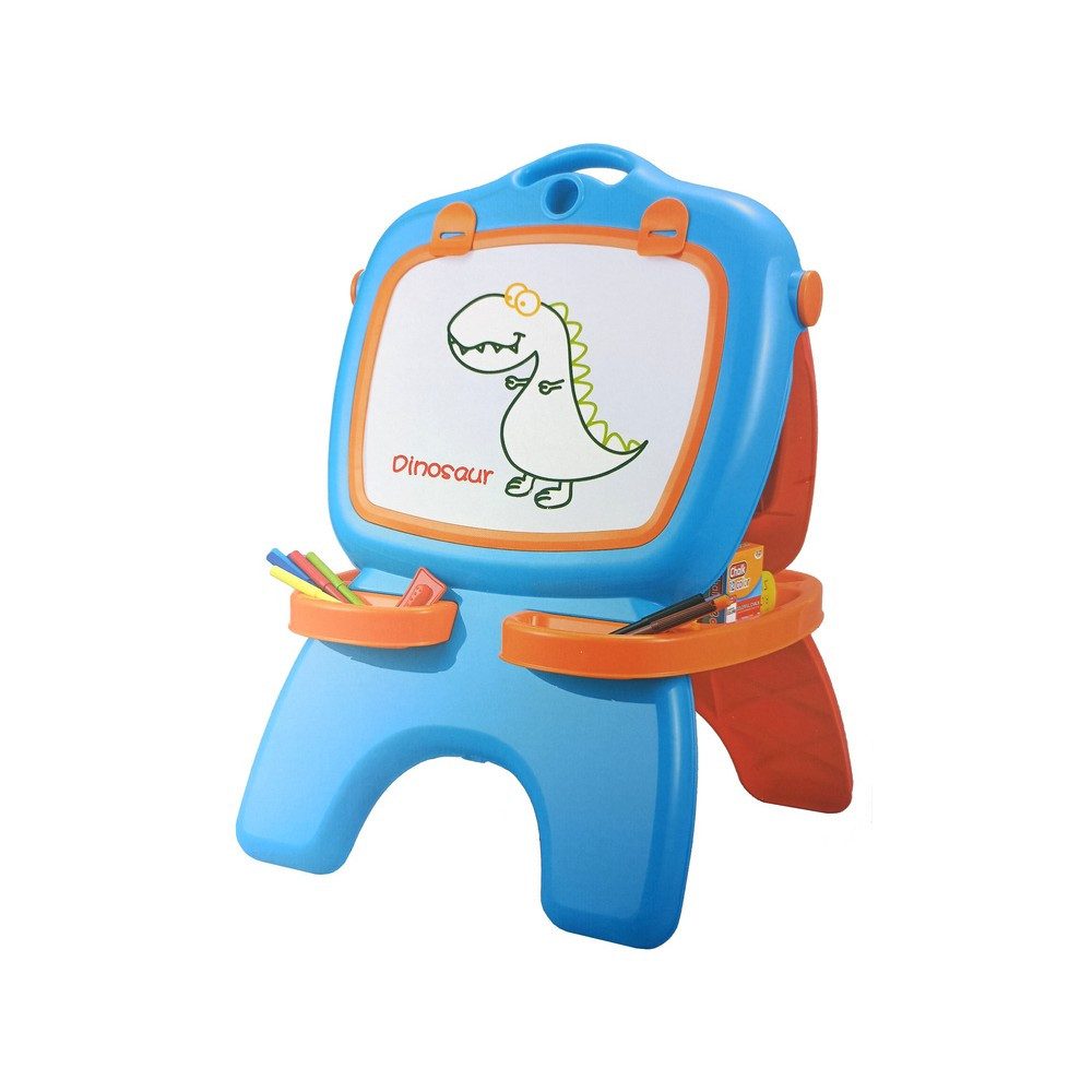 LEAN TOYS Standtafel Maltafel Kreidetafel Magnettafel, (Spar-Set, 1-tlg., 64 x 44 x 30 cm wendbar), doppelseitig, magnetisch, Schablonen, Ablagefächer