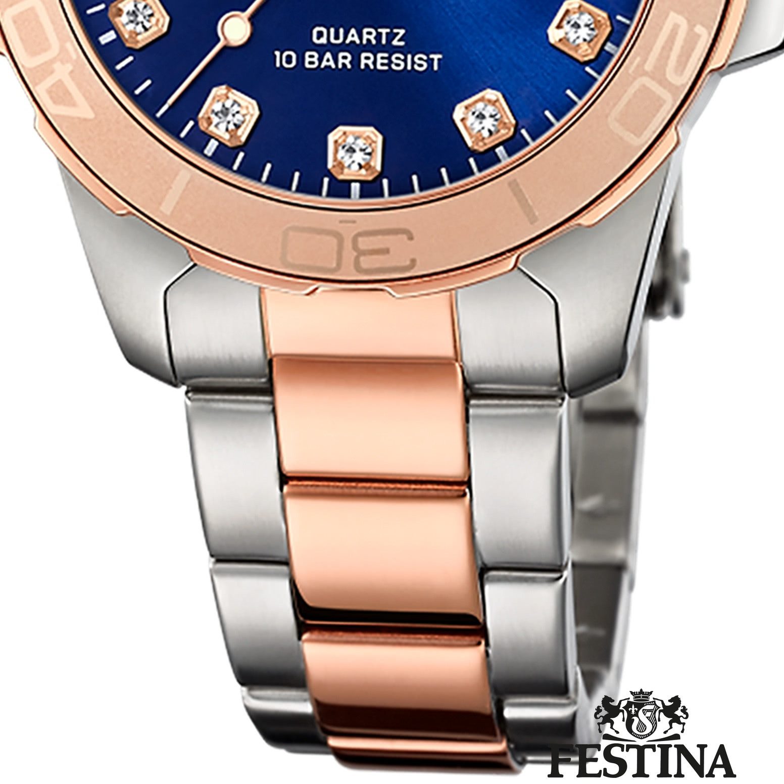 Festina Quarzuhr Festina Damenuhr Edelstahl silber gold, (Analoguhr), Damen Armbanduhr rund, Edelstahlarmband silber, gold, Casual