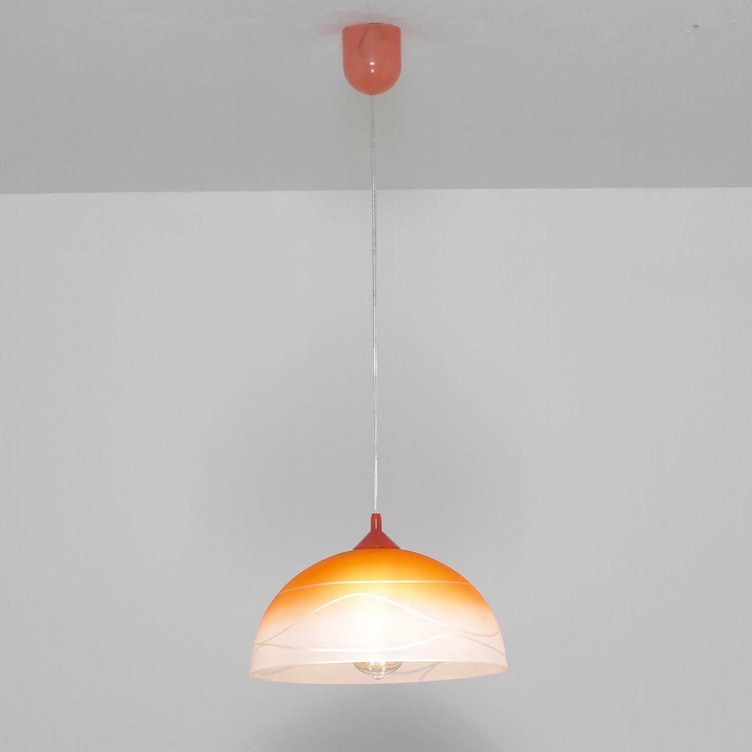 Licht-Erlebnisse Pendelleuchte ADANIA, ohne Leuchtmittel, Hängeleuchte Esstisch Orange Weiß Retro Hängelampe