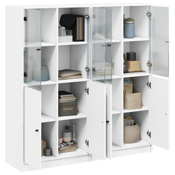 vidaXL Bücherregal Bücherschrank mit Türen Weiß 136x37x142 cm Holzwerkstoff