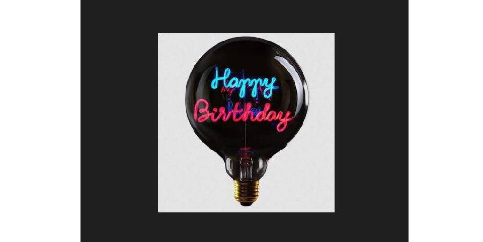 Fitz Art & Light GmbH & Co. KG LED-Leuchtmittel AMPOULE HAPPY BIRTHDAY, Blau Pink, Dimmbar