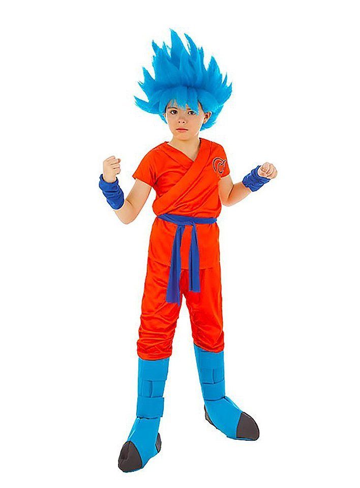 CHAKS Kostüm Son-Goku Super-Saiyajin Gott, Der Manga-Held in seiner mächtigen blauen Inkarnation