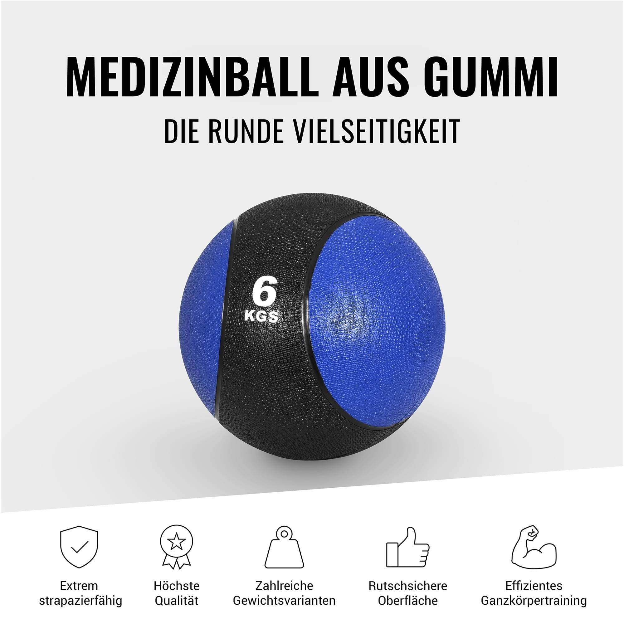 aus Farbwahl Medizinball Gummi, SPORTS Ball Einzeln/Set, Dunkelblau griffiger - Slam GORILLA Oberfläche, mit