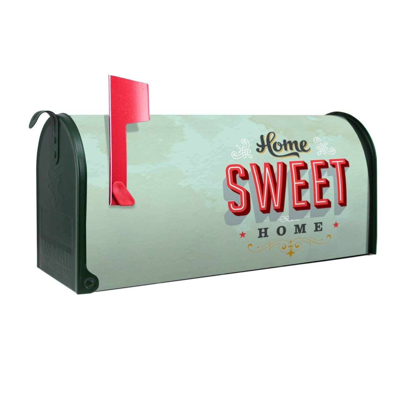 banjado Amerikanischer Briefkasten Mailbox Home Sweet Home (Amerikanischer Briefkasten, original aus Mississippi USA), 22 x 17 x 51 cm