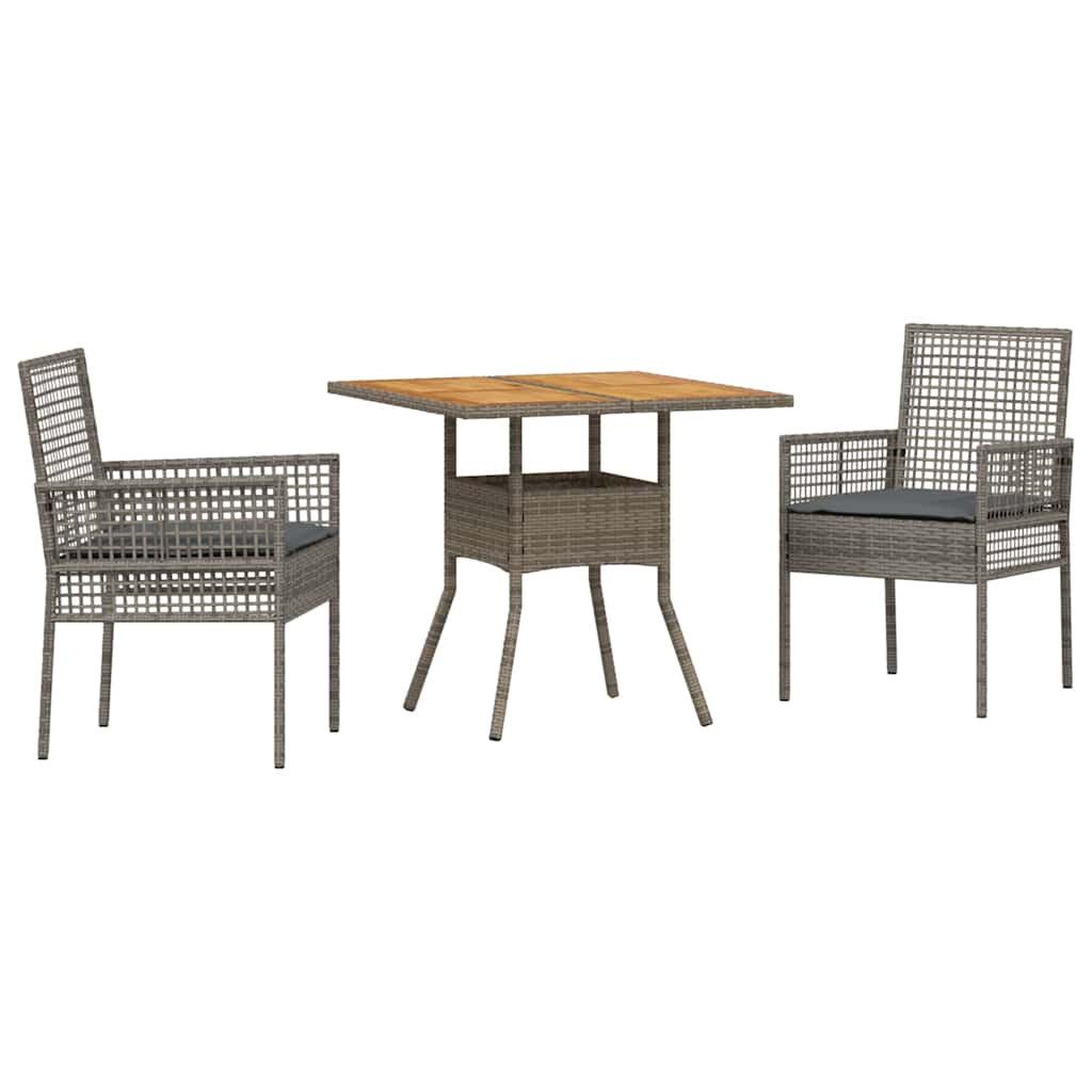 vidaXL Gartenlounge-Set Garten Essgruppe 3 stk. Grau Poly-Rattan, (3-tlg)