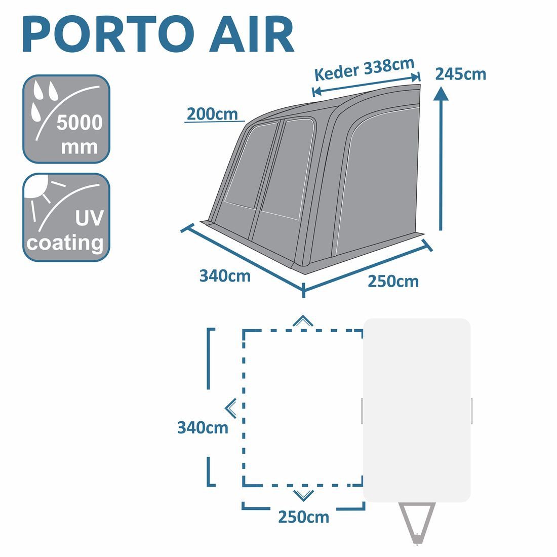 yourGEAR Vorzelt your GEAR Porto Air aufblasbares Vorzelt 340x250 Wohnwagen günstig online kaufen