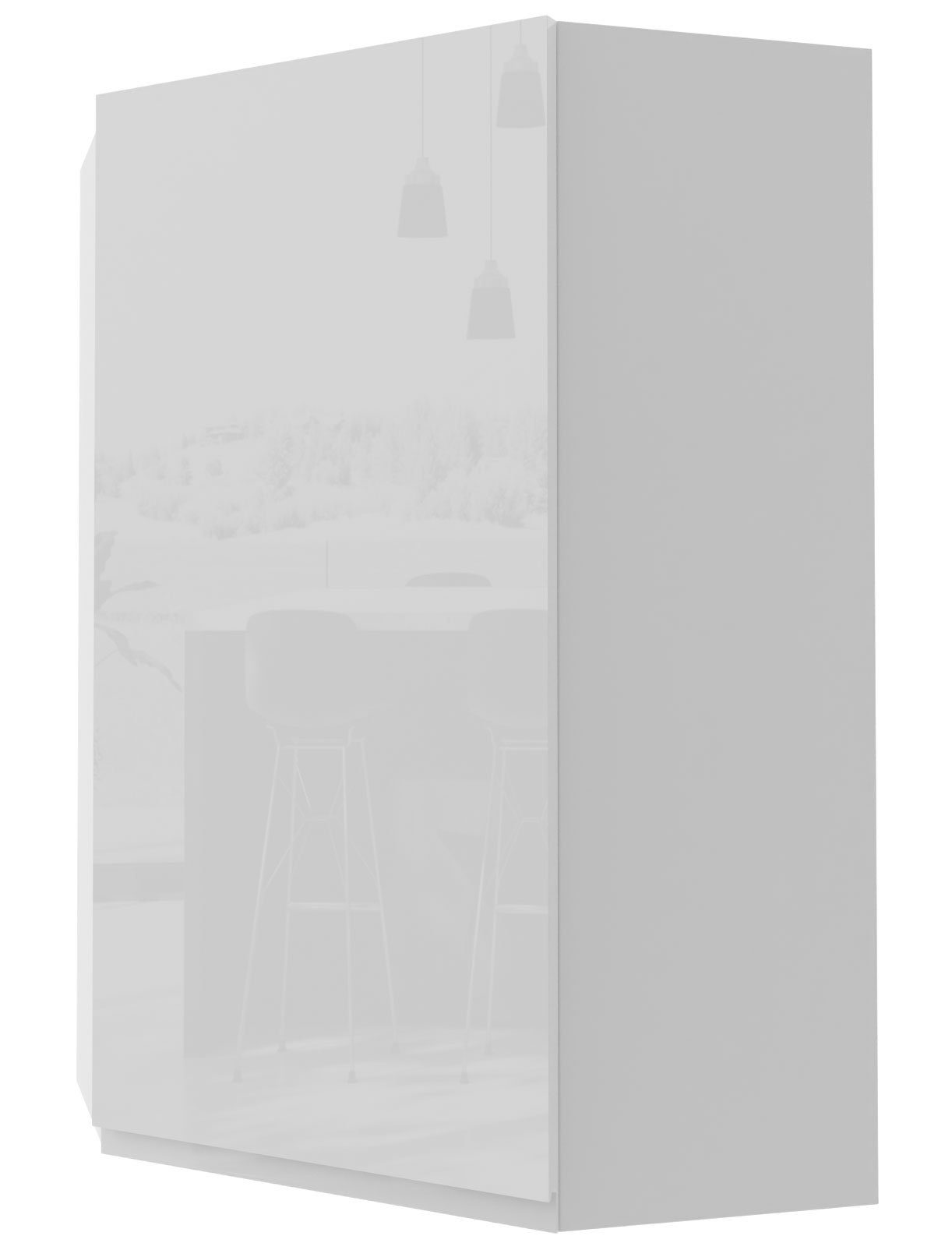 Feldmann-Wohnen Eckhängeschrank Florence (Florence) 60cm Front-, Korpusfarbe und Ausführung wählbar grifflos 1-türig RAL 9001 cremeweiß Hochglanz