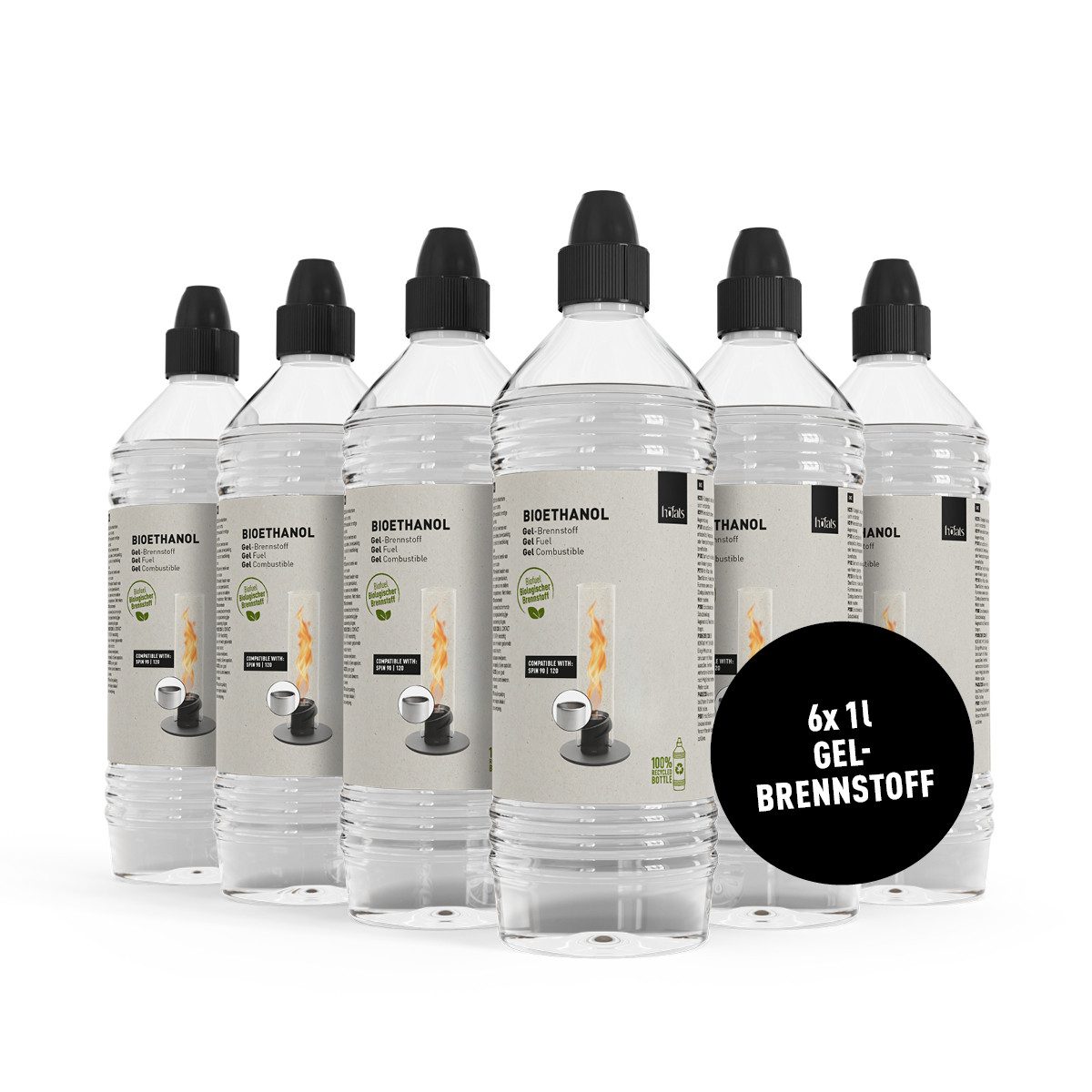 höfats Bioethanol Gel-Brennstoff, 6 l, (Zubehör für SPIN 90/120 Tischfeuer, rußfreie Ethanol Brennpaste, für Indoor und Outdoor), aus nachwachsenden Rohstoffen