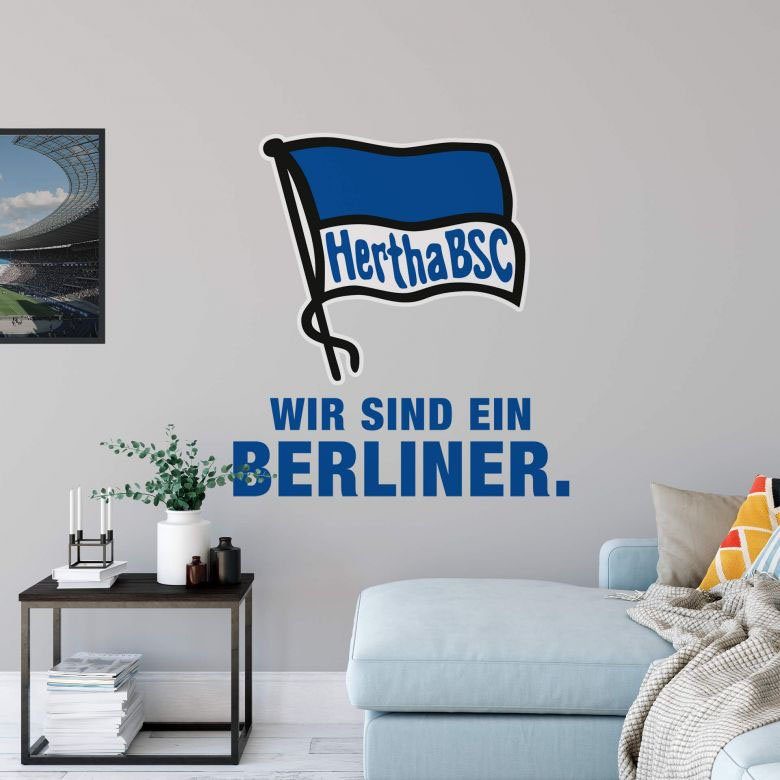 Handarbeit Anteil Hertha Wandtattoo Wall-Art BSC (1 Eigene Logo in hohem an Herstellung St), Schriftzug mit Berlin
