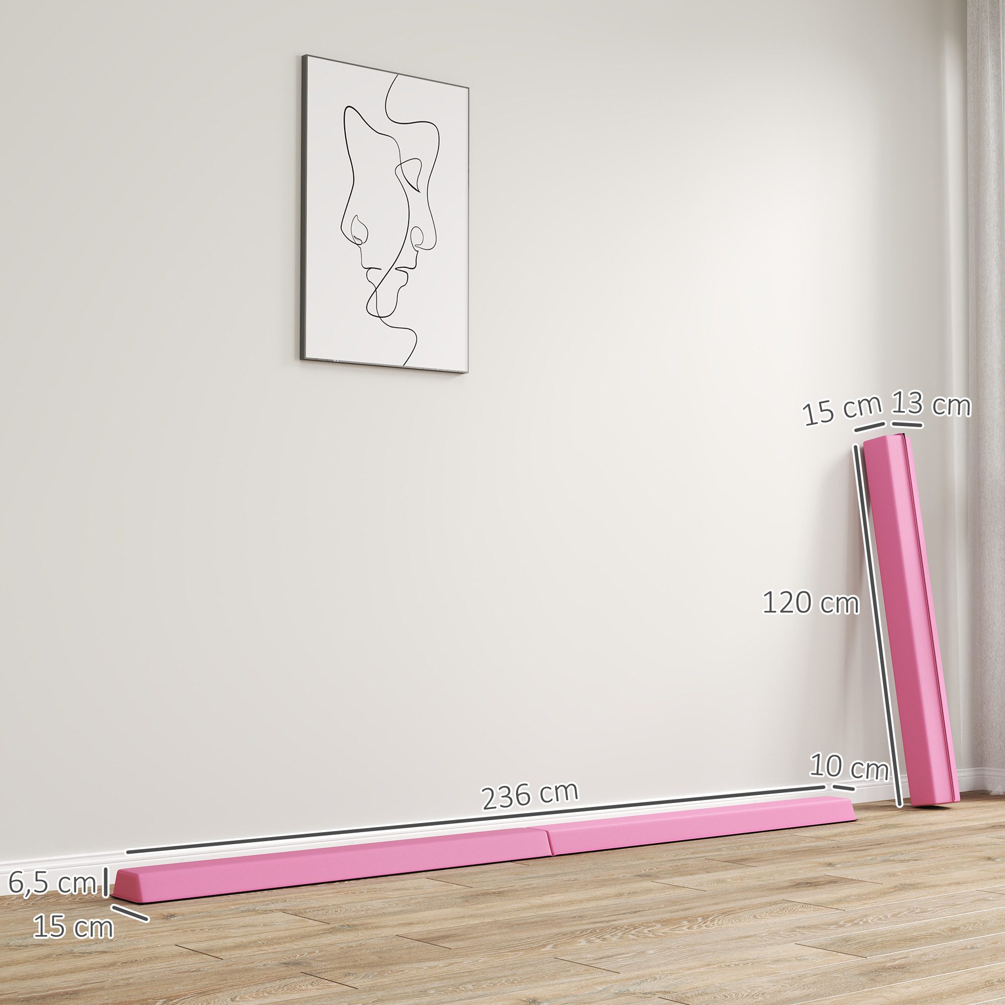 SPORTNOW Balancetrainer Klappbarer Schwebebalken, rutschfest Balance Beam bis 80 kg, für Kinder ab 3 Jahre, Indoor & Outdoor, Hellrot