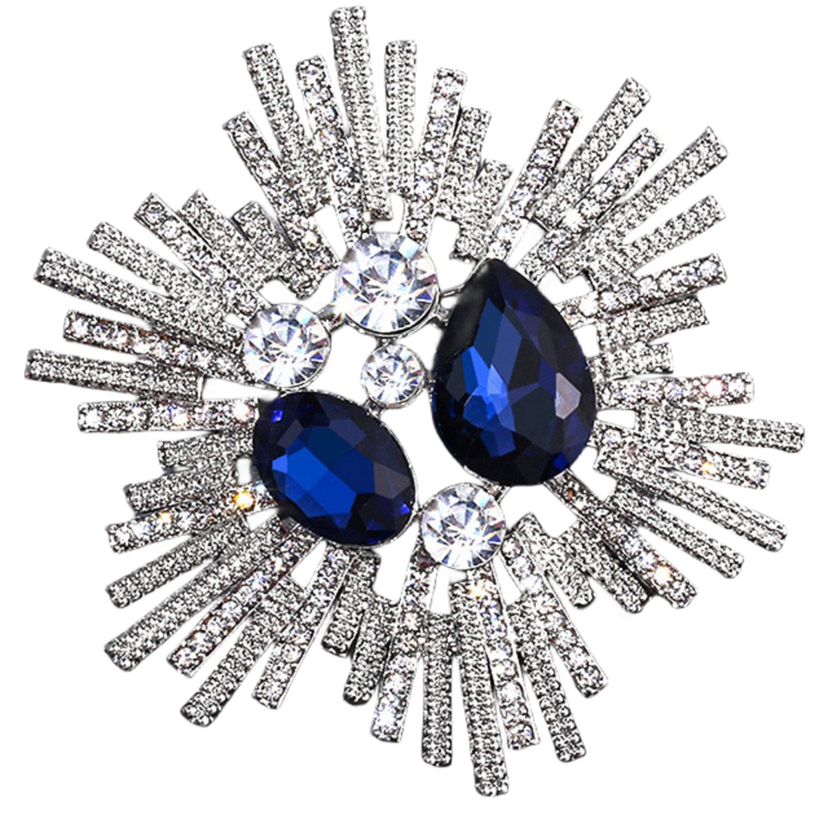 carefully selected Brosche Exquisite Vintage-Brosche in Feuerwerksform, Blau besetzt mit Zirkonia