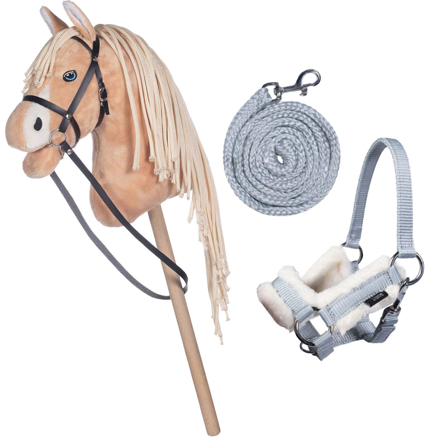 HKM Outdoor-Spielzeug Hobby Horse Set - Steckenpferd + Halfter & Strick, Sunny