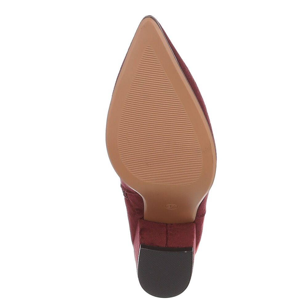 Ital-Design Damen Kniehochstiefel mit Blockabsatz, Schlupfform Chelseaboots (92078825) Blockabsatz Stiefeletten in Weinrot