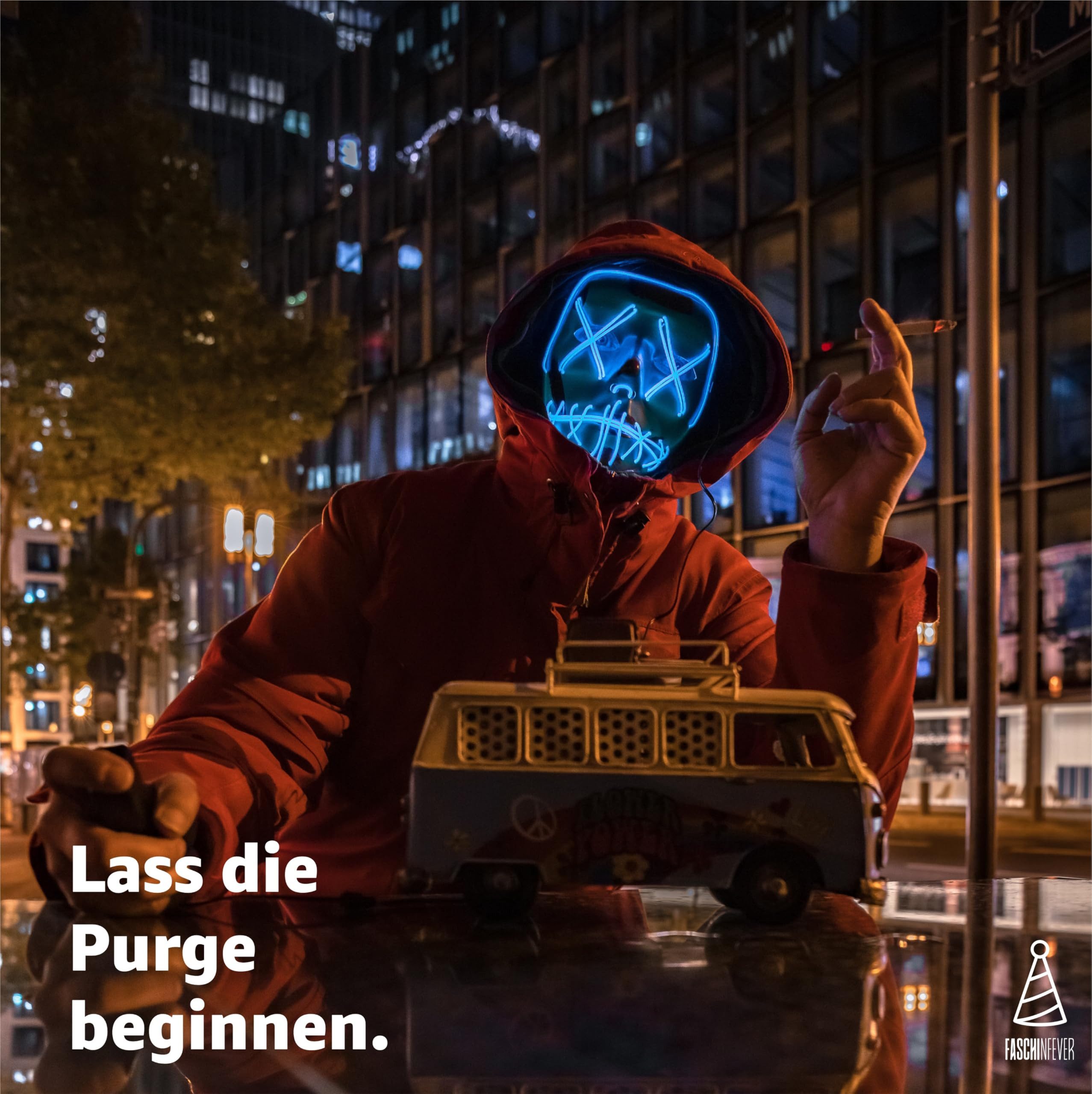 FASCHINFEVER Verkleidungsmaske LED Purge Maske - Halloween Kostüm Herren Halloween Maske, (Packung), mit Lichteffekten