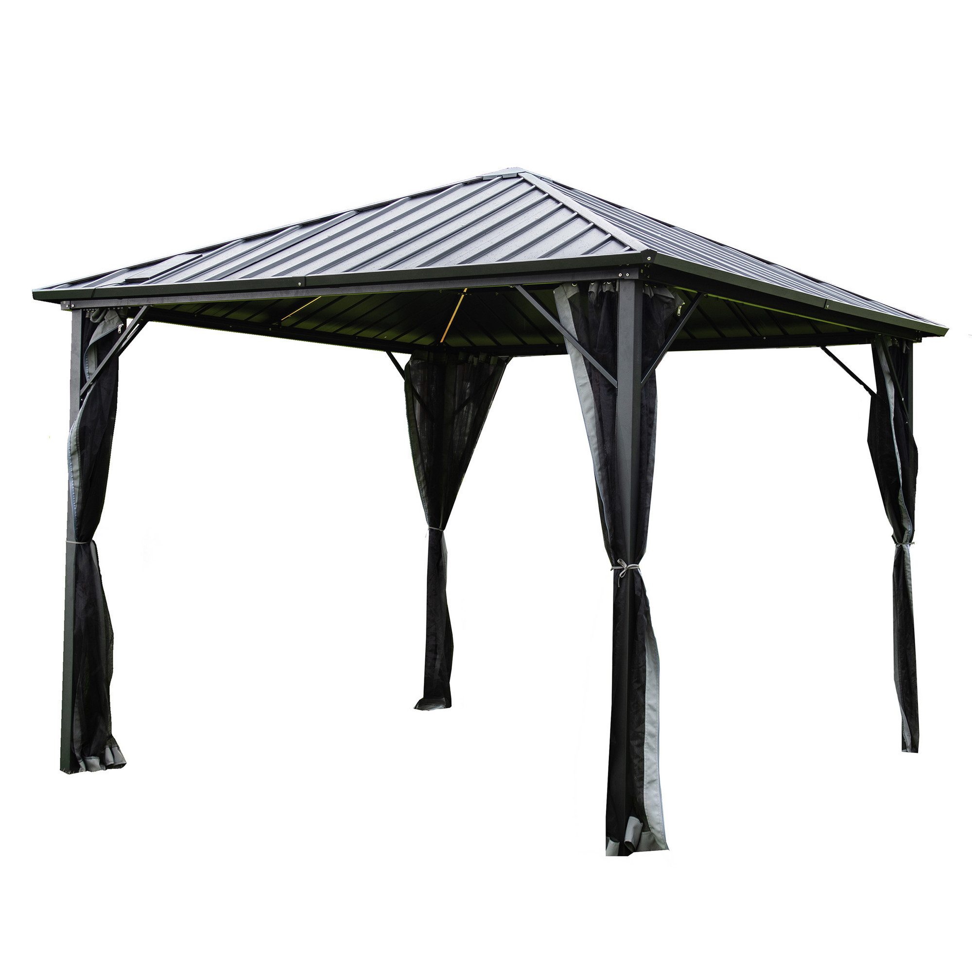 HOME DELUXE Pavillon AZUR - 270 x 270 x 300 cm, inkl. LED - Beleuchtung & Solarpanel, Überdachung, Gartenpavillon