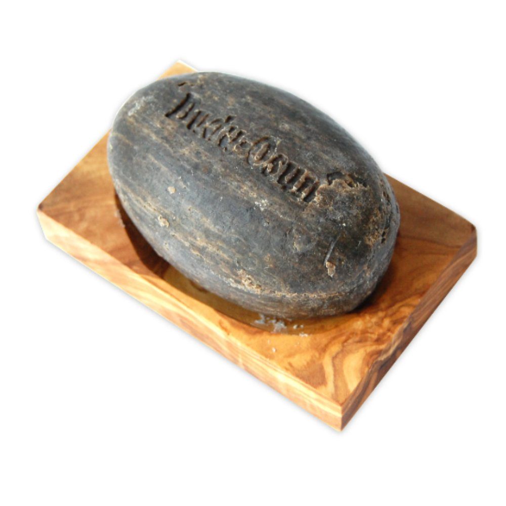 Olivenholz-erleben Seifenablage eckig, kleine Seifenablage aus Olivenholz mit Pads, für ovale Seifen, Breite: 11 cm, 1-St., Natürlich schön – ein Blickfang mit mediterranem Charakter