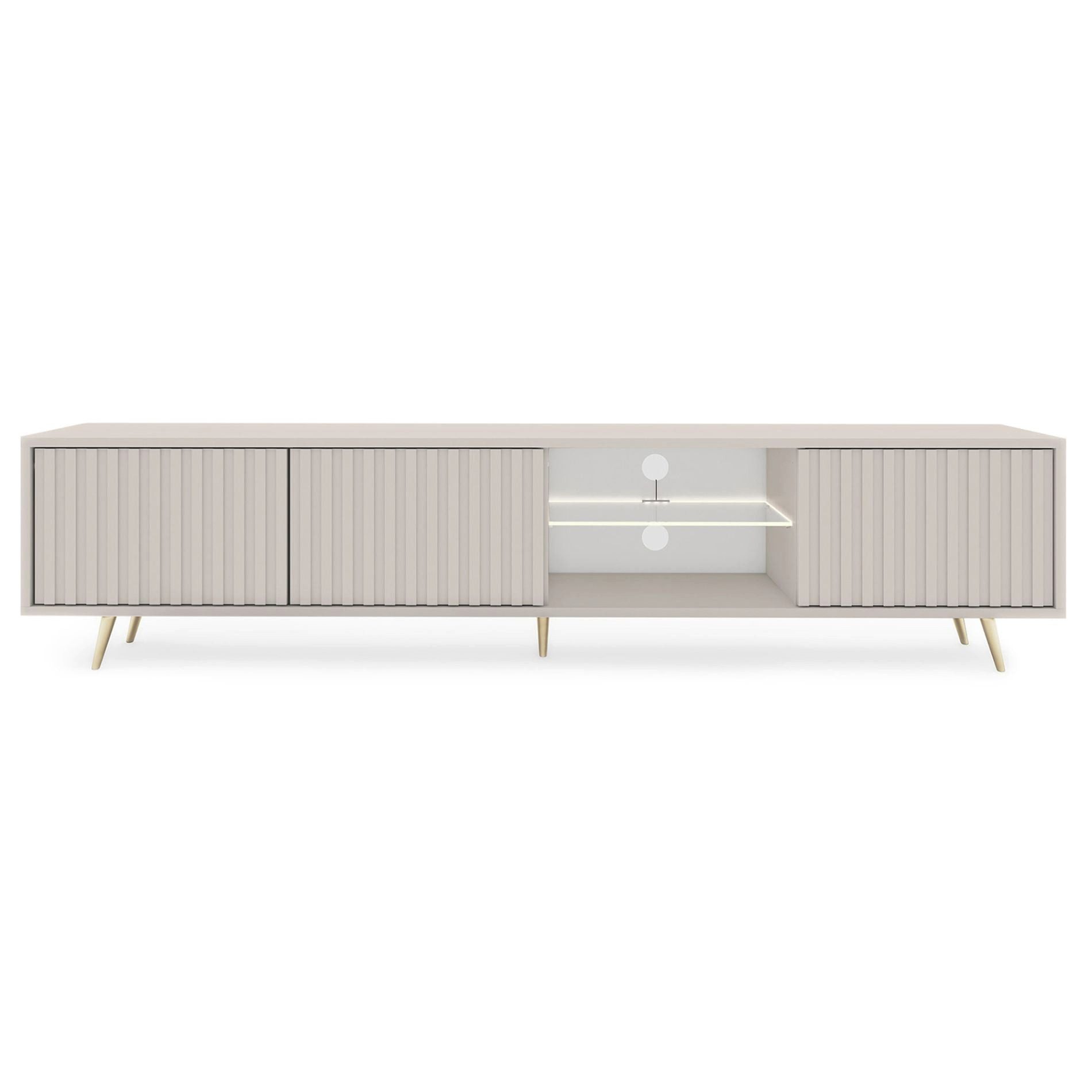 Selsey TV-Schrank Bello mit goldenen Füßen, Lamellenfronten und LED, 175 cm – Bild 5 von 5