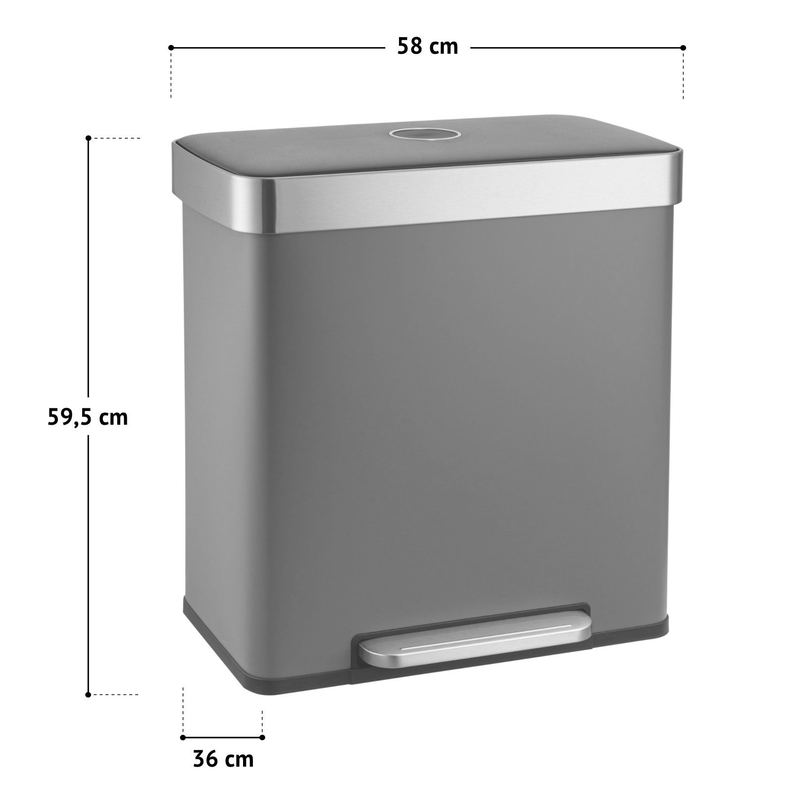 SVITA Mülleimer LT2X30, 60l, Tretpedal, Soft-Close-Funktion, herausnehmbarer Inneneimer