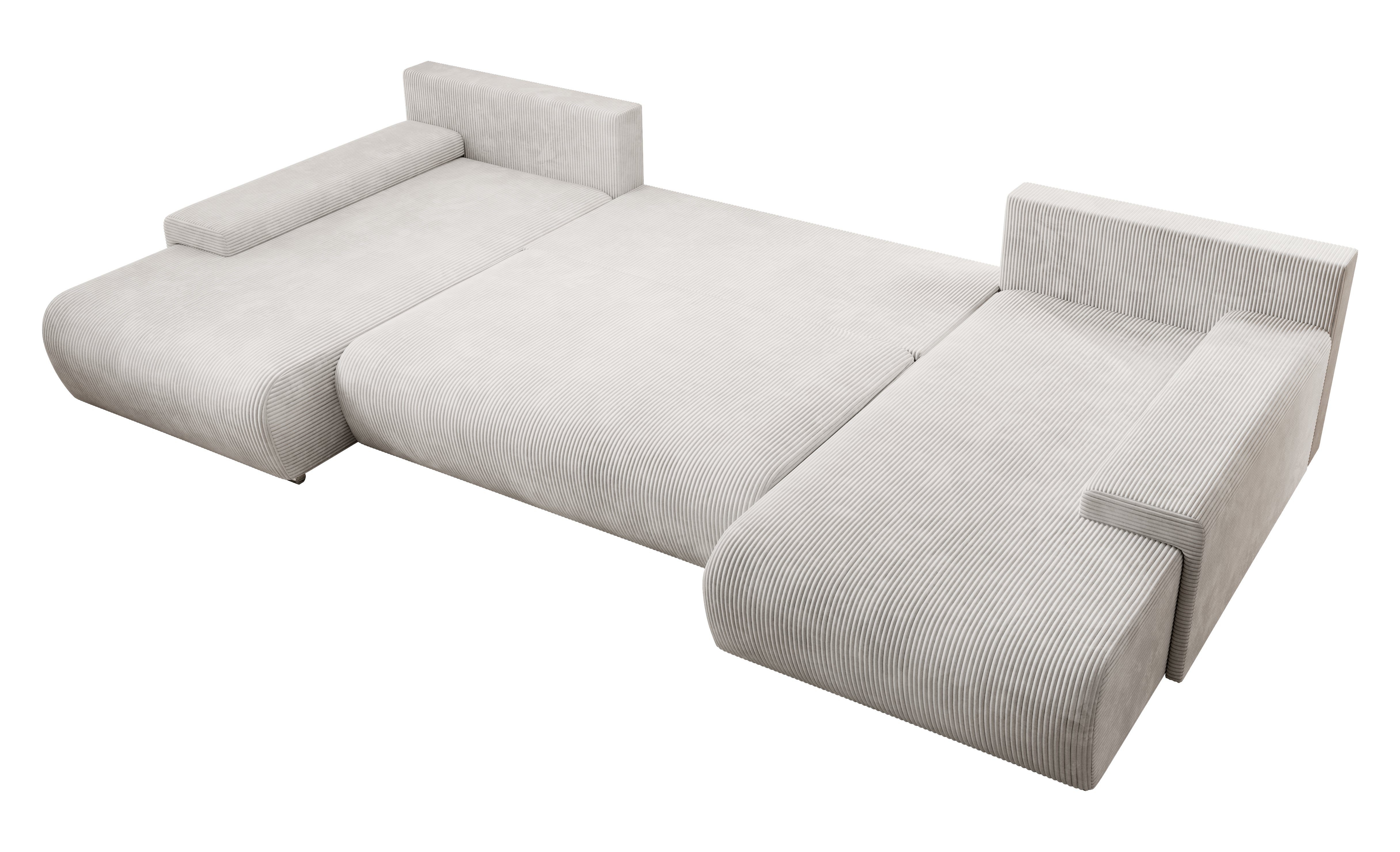 U-Form beige und Ecksofa mit Credo U-Form, PROMETO Ecksofa Möbel Schlaffunktion Couch Bettkasten,