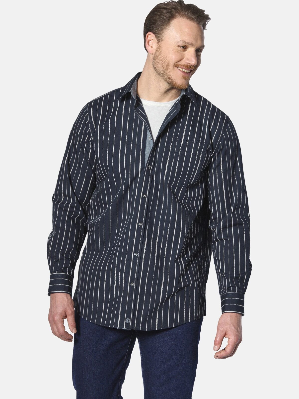 Jan Vanderstorm Langarmhemd EMILJAN mit feinen Längsstreifen günstig online kaufen