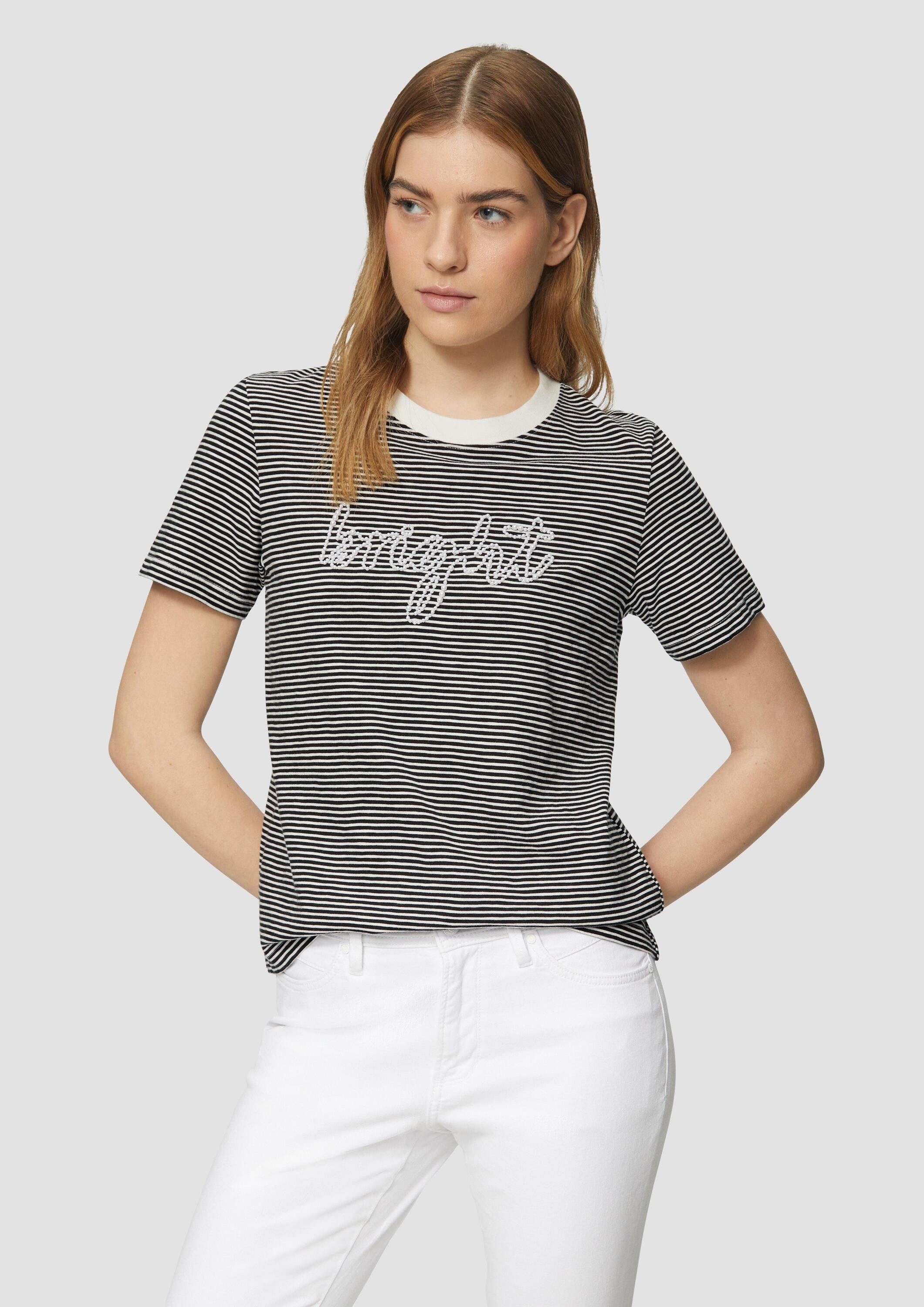 s.Oliver Kurzarmshirt T-Shirt Streifenshirt mit Schmuckperlen günstig online kaufen