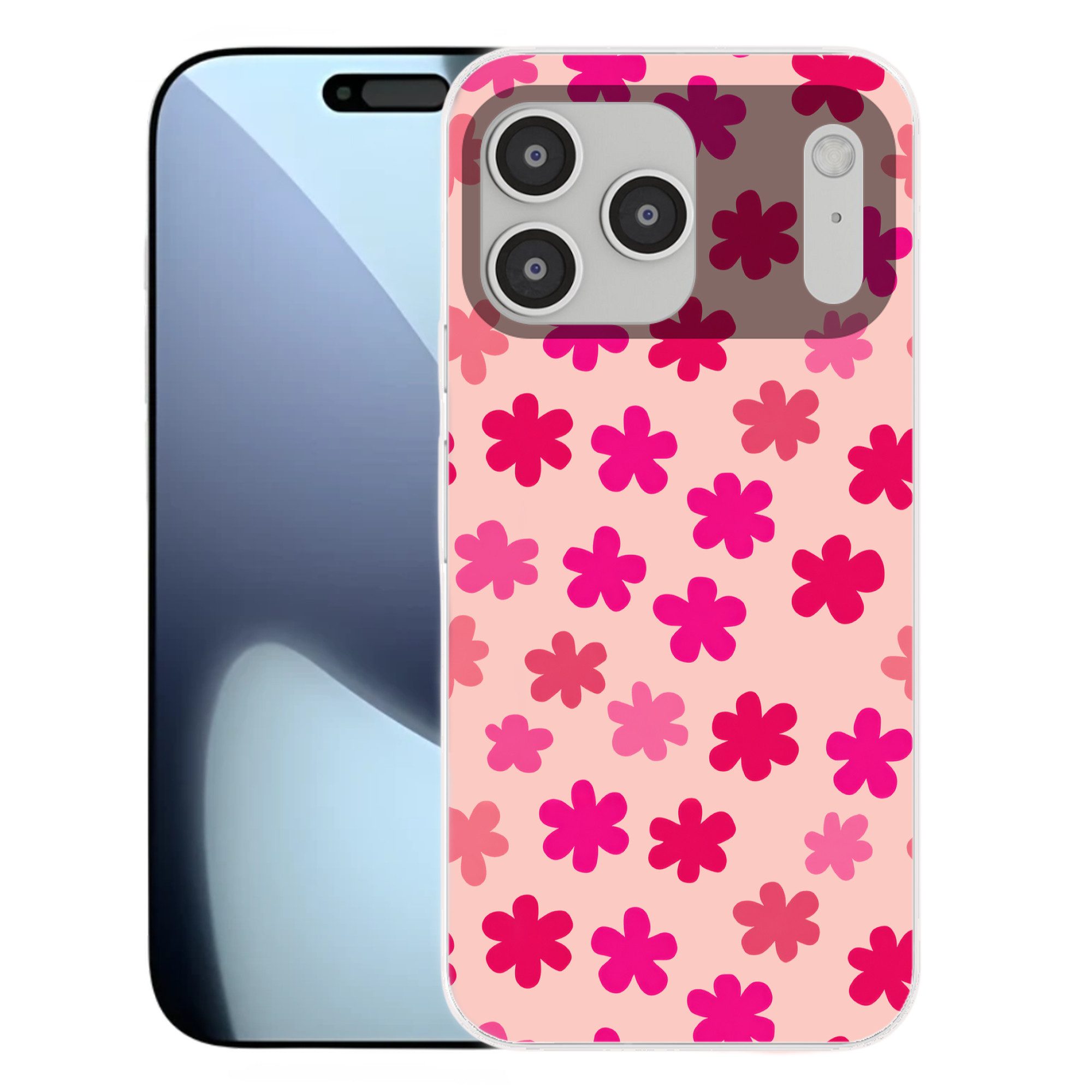 MuchoWow Handyhülle für Apple iPhone 17 Pro Max Blumen - Muster - Rosa, Smartphone-Bumper, Print, Handy Schutzhülle Dünn