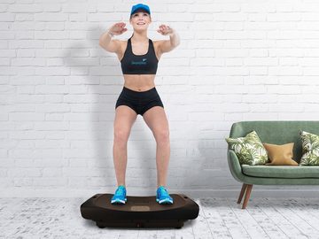 Skandika Vibrationsplatte Vibration Plate V3000 mit Widerstandsbändern, 1200,00 W, 30 Intensitätsstufen, (mit Trainingsbänder, mit Trainingsstange), Vibration Plate im Curved Design mit Smart LED