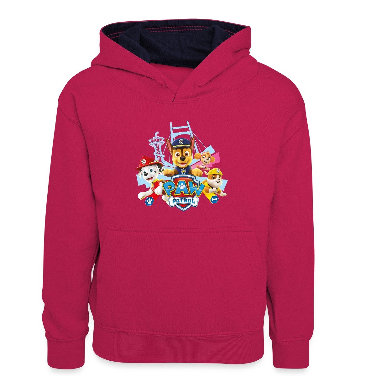 Spreadshirt Hoodie Paw Patrol Logo Kinder Kontrast-Hoodie (1-tlg)