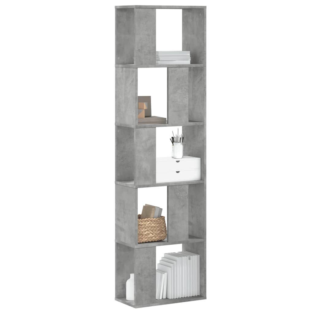 furnicato Bücherregal Betongrau 45 x 23,5 x 162,5 cm aus Holzwerkstoff, 1-tlg., Stabiles Standregal mit getrennten Fächern als Raumteiler fürs Büro