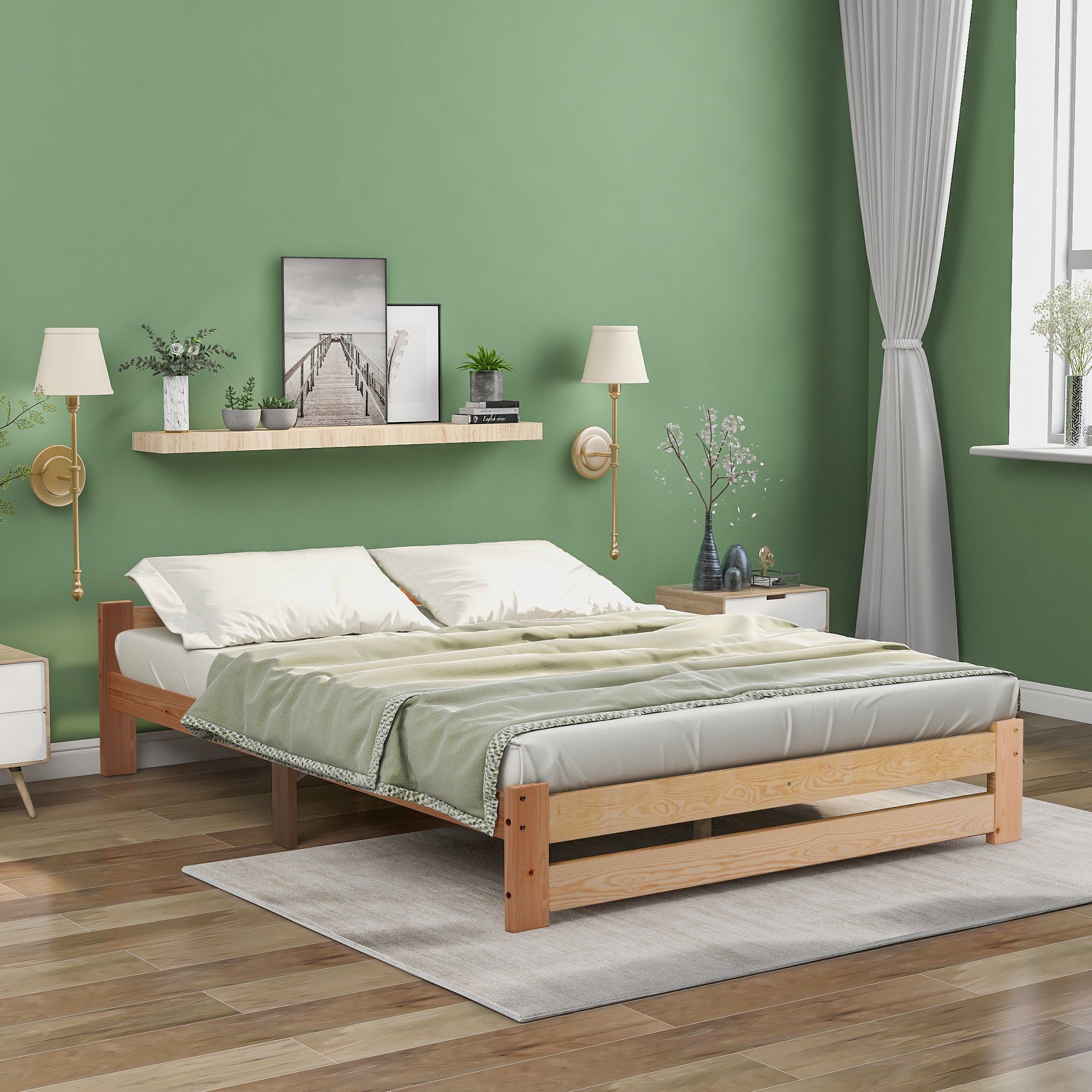 JOIVI Bettgestell Massivholzbett, Futonbett aus Massivholz, günstig online kaufen