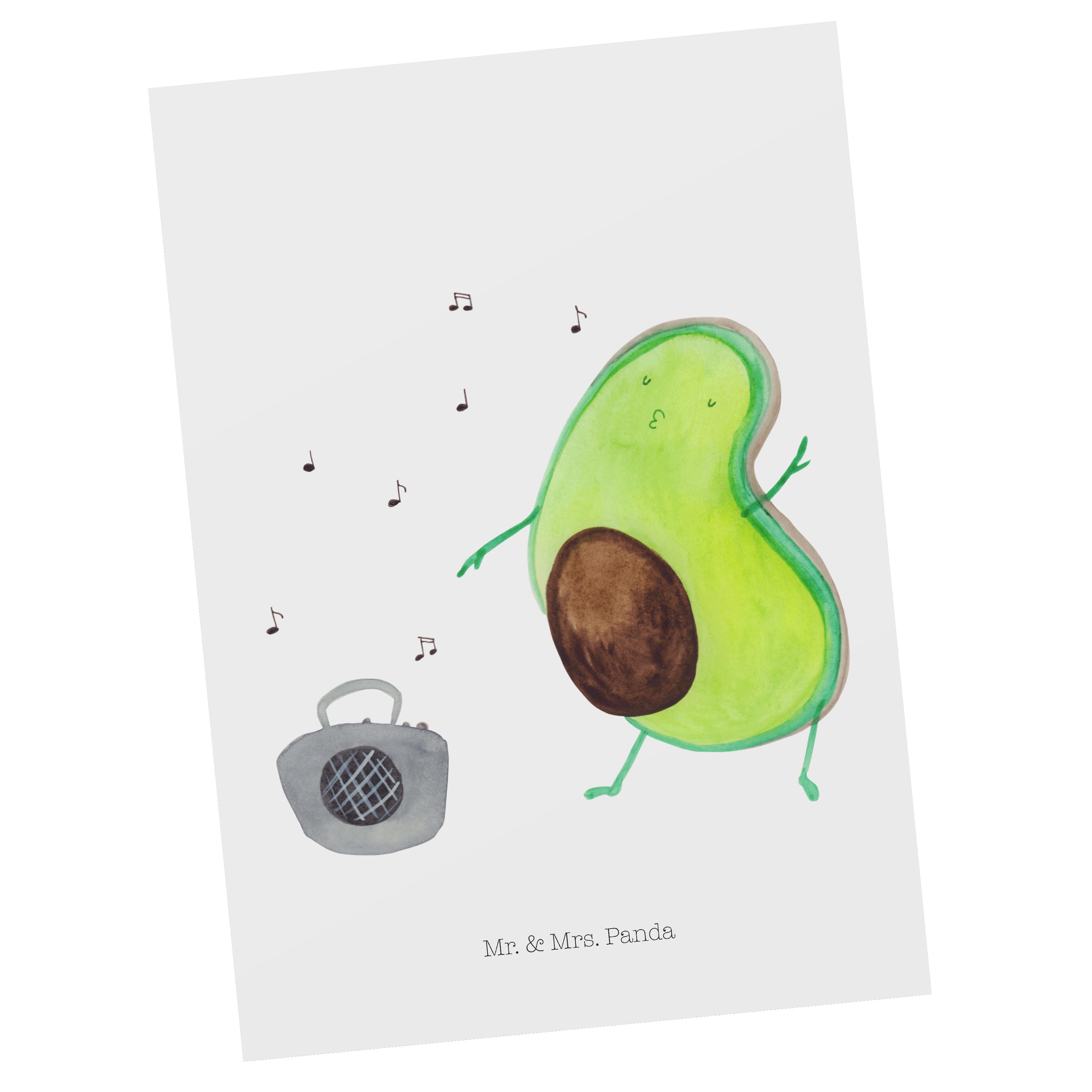 Mr. & Mrs. Panda Postkarte Avocado tanzt - Weiß - Geschenk, Party, Vegan, Geschenkkarte, Grußkar