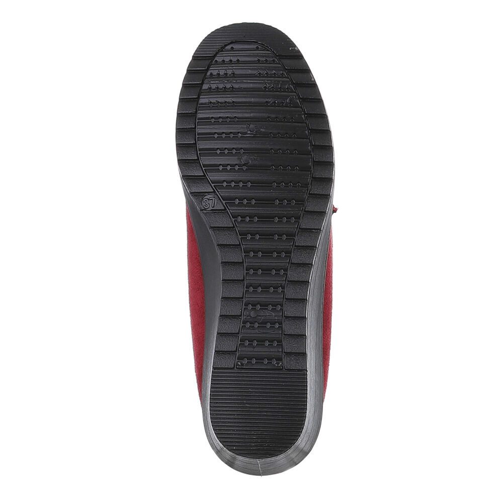 Ital-Design Damen Mokassins Freizeit Slipper (87214372) Keilabsatz/Wedge Mokassins in Weinrot – Bild 3 von 4