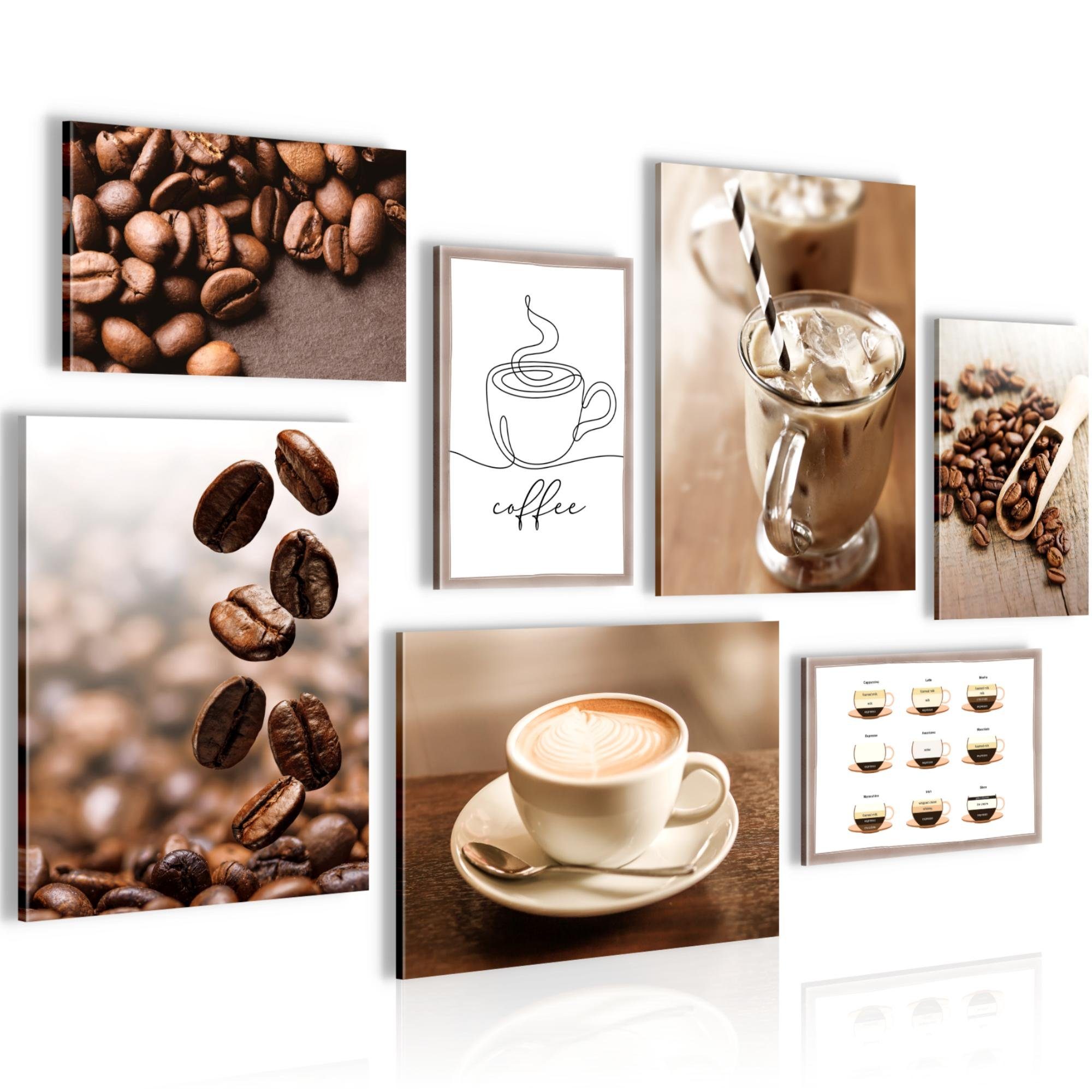 Novart Wandbild Wandbilder Küche Kaffee - AUFHÄNGFERTIG - Küchenbilder Obst 100x70 cm, Braun