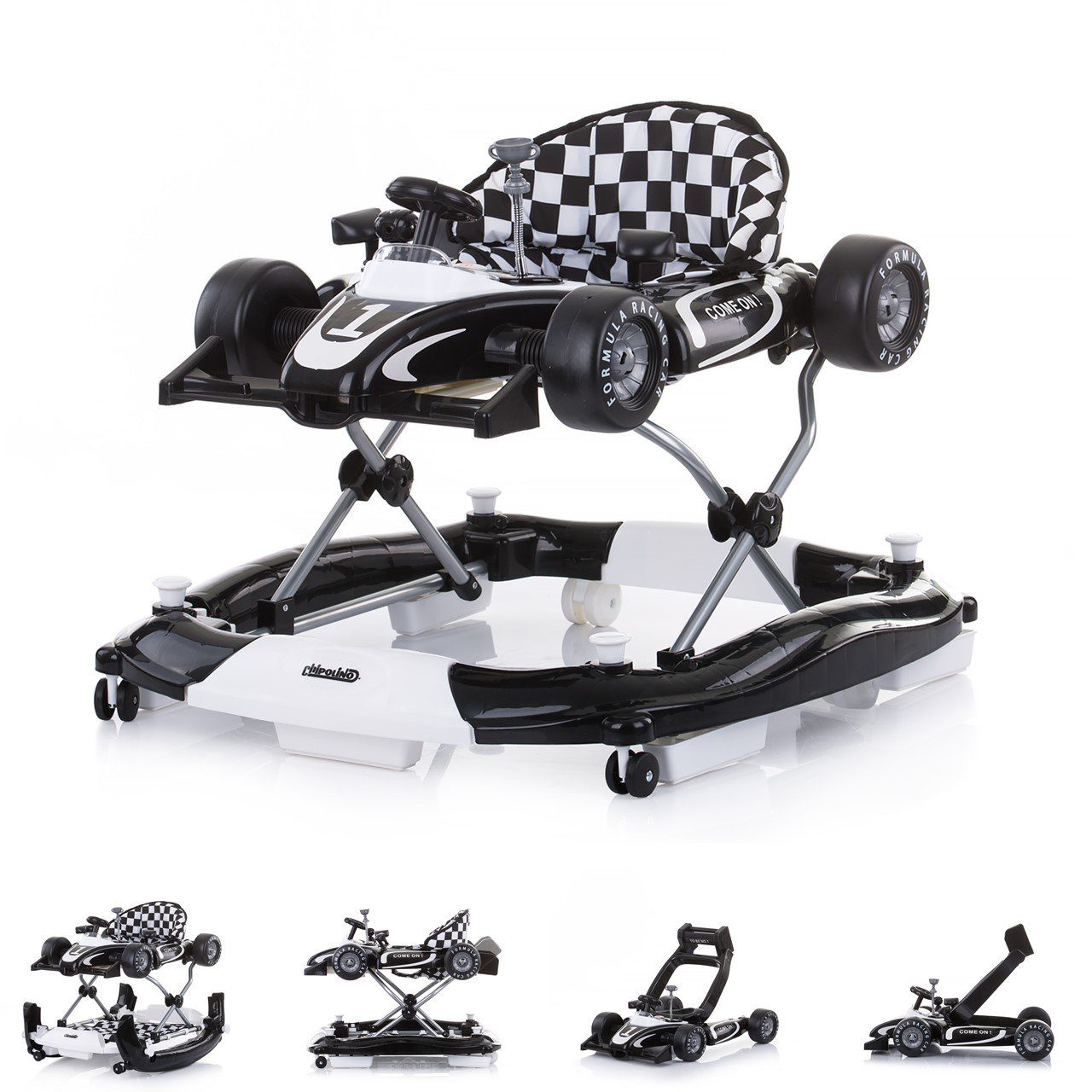 Chipolino Lauflernhilfe Lauflernwagen 4 in 1 Racer, verstellbar, Wippe, Activitycenter schwarz