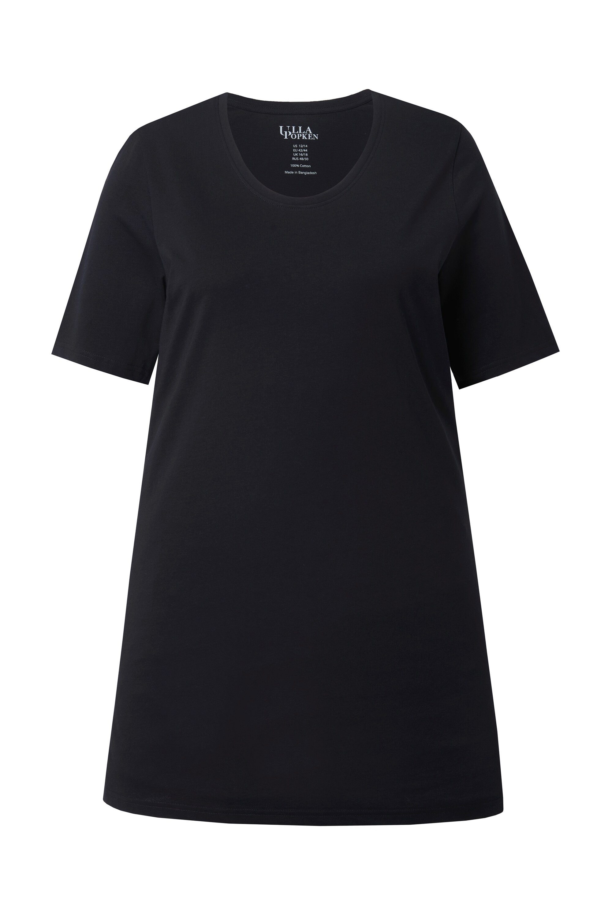 Ulla Popken Longshirt Longshirt A-Linie Rundhalsausschnitt Halbarm günstig online kaufen