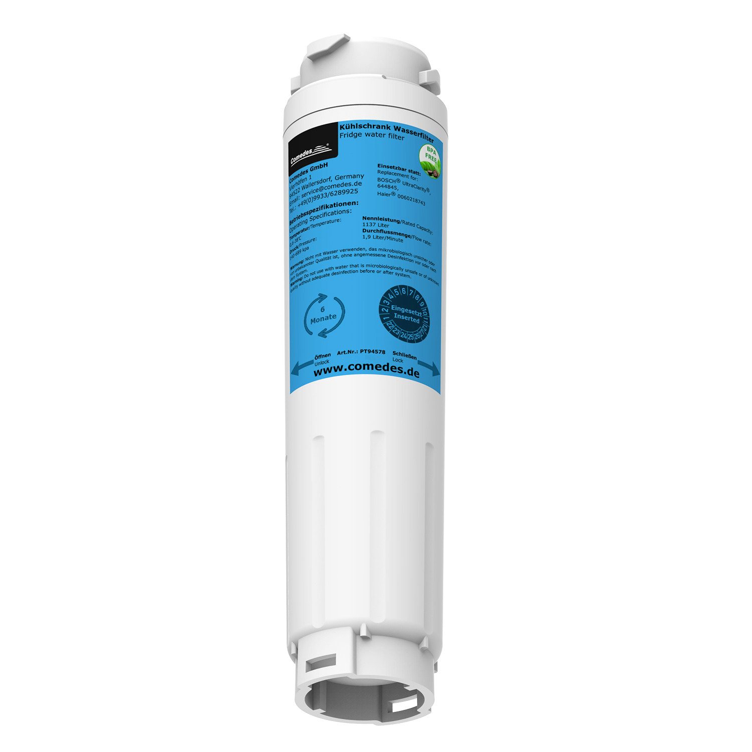 Comedes Wasserfilter Comedes Wasserfilter passend für Bosch und Haier Kühlschränke, Zubehör für Unterschiedliche Kühlschränke von Bosch, Siemens, Neff, Miele und Haier