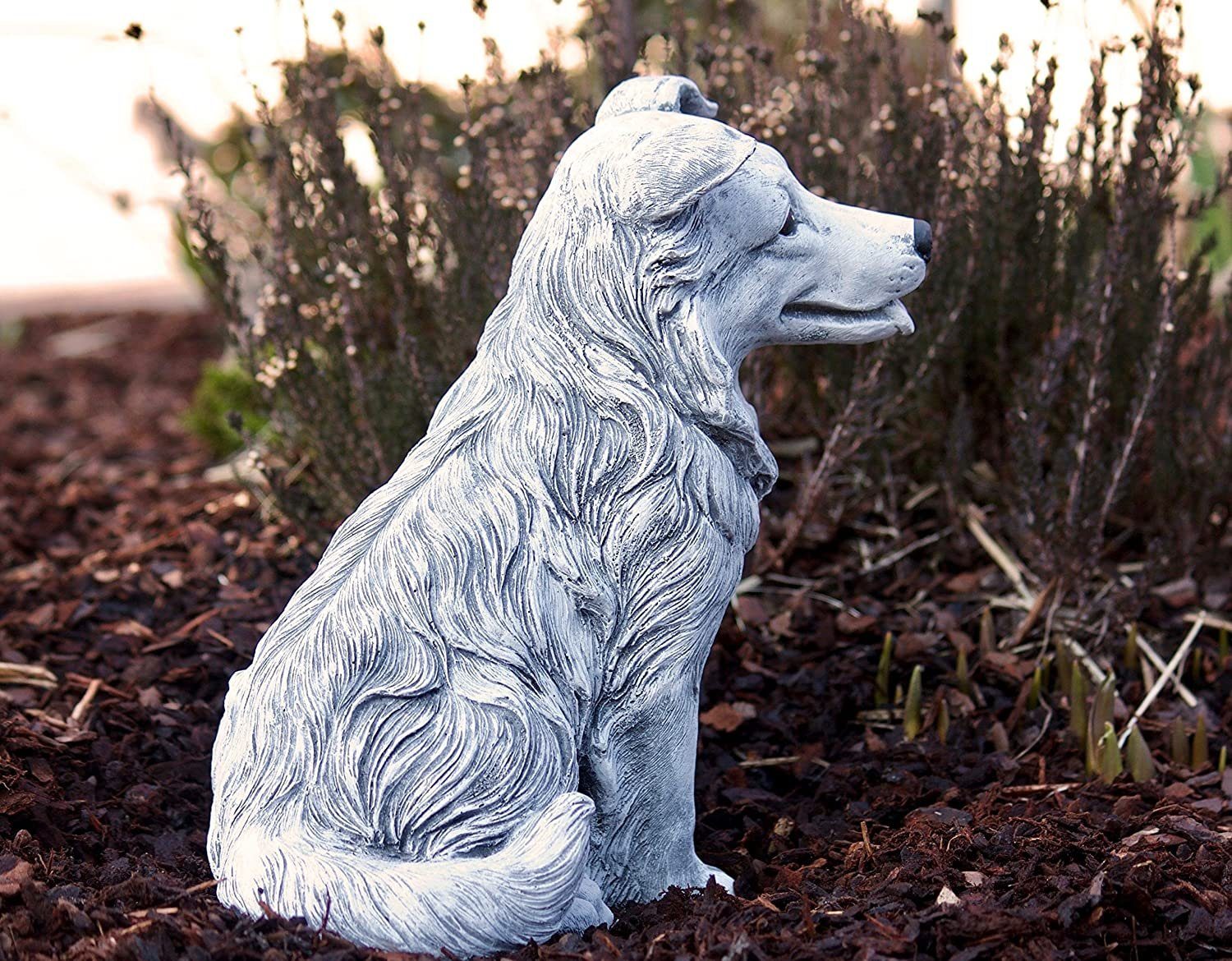 Gartenfigur Stone Steinfigur Collie and Style Hund