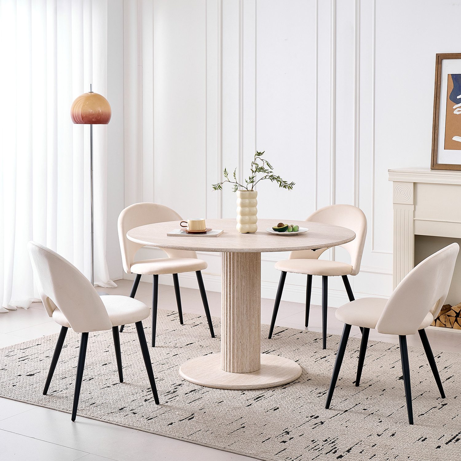 GrandCA HOME Esstisch Runder Esstisch im Nordischen Stil, aus MDF (1-St), 115 x 75 cm, Gelb