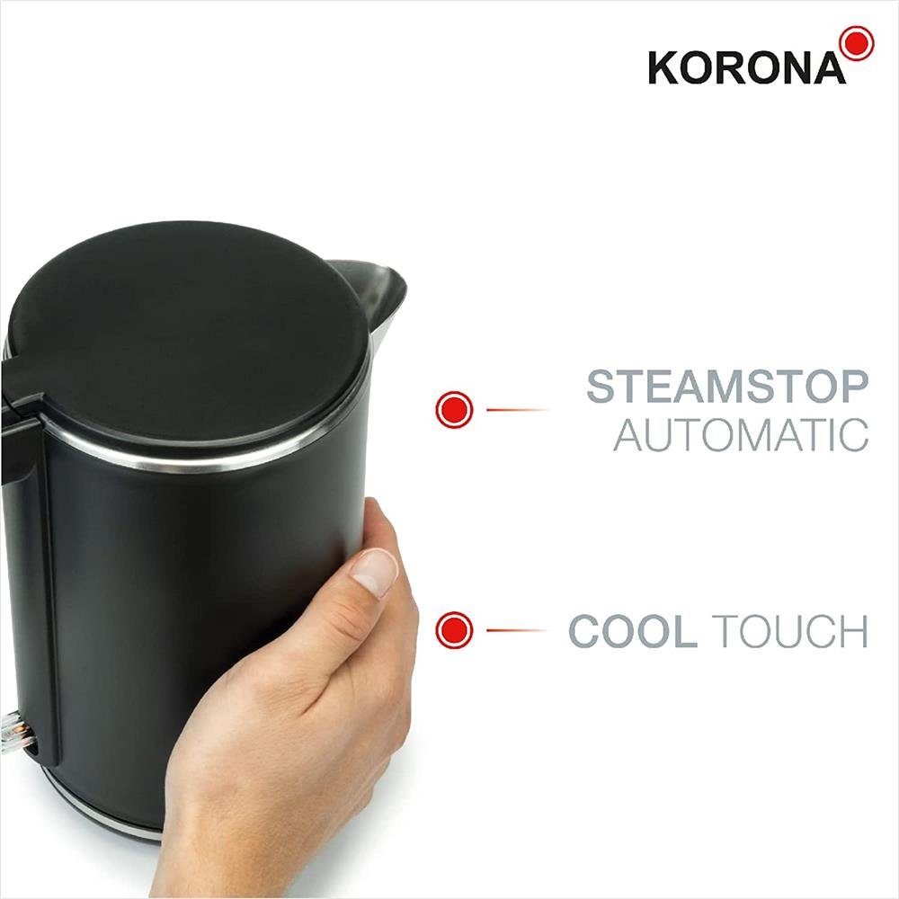 KORONA Wasserkocher 20119, Doppelwandig, 1 Liter, Wasserstandsanzeige, Cool Touch, beleuchtet