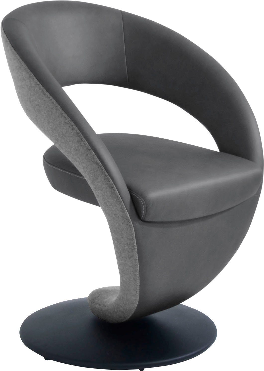 K+W Komfort & Wohnen Drehstuhl Wave, Design-Drehstuhl, Drehteller in Metall schwarz, Farbkombination